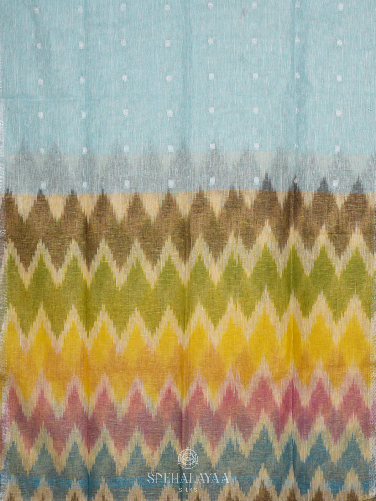 Sky Blue Linen Saree