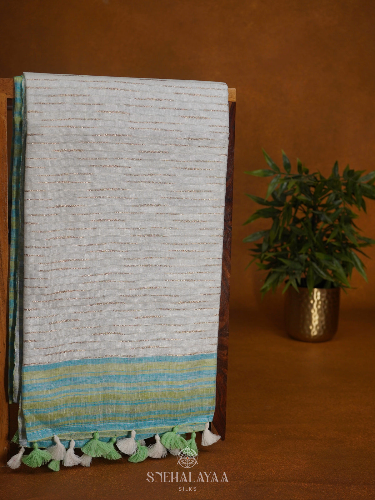Green Linen Saree