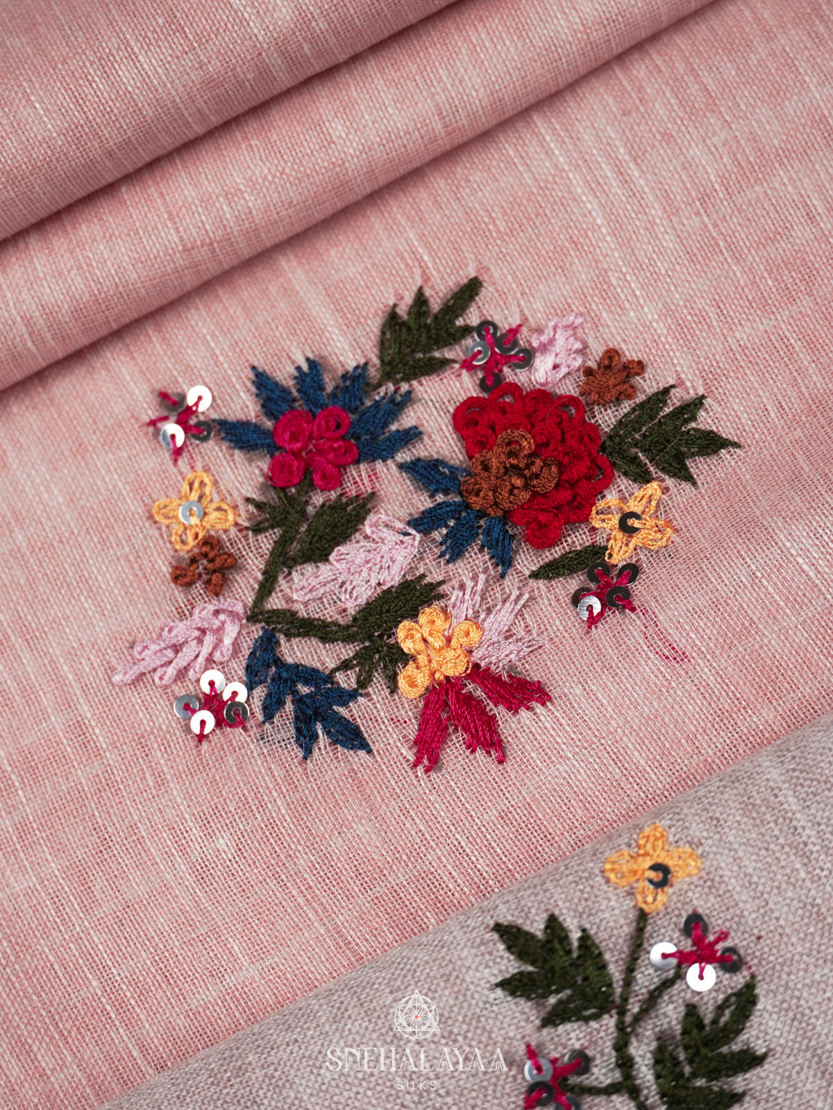 Peach Linen Saree