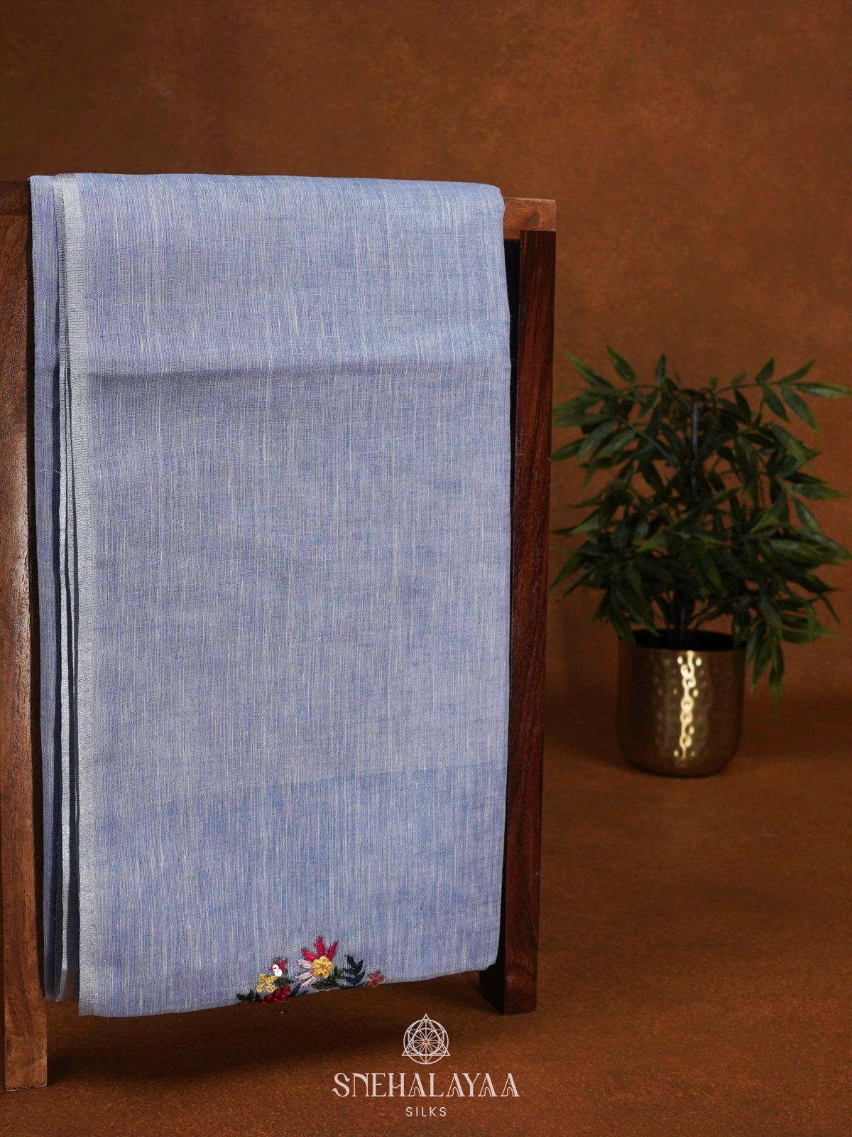 Pastel Blue Linen Saree
