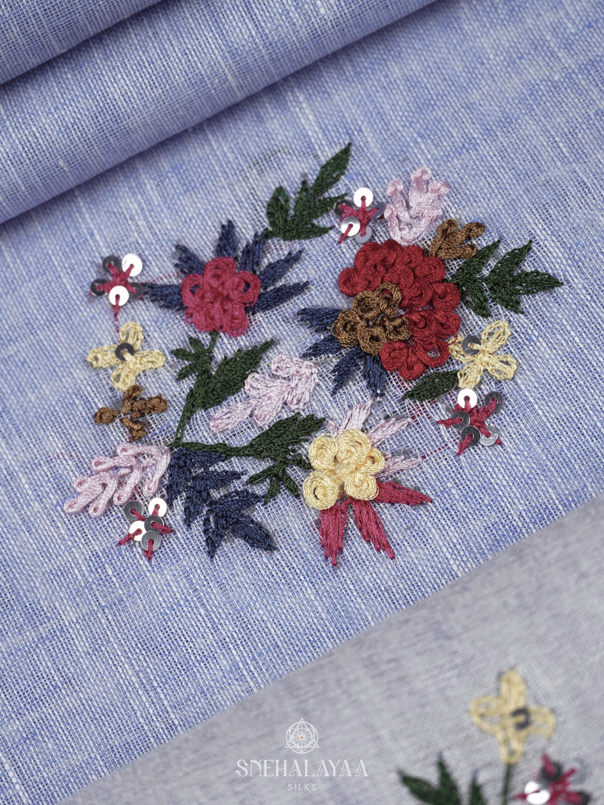 Pastel Blue Linen Saree
