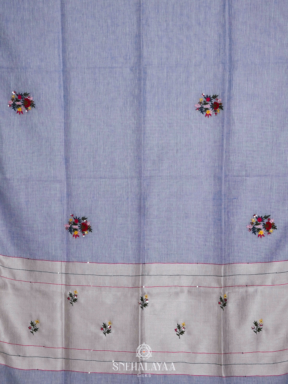Pastel Blue Linen Saree
