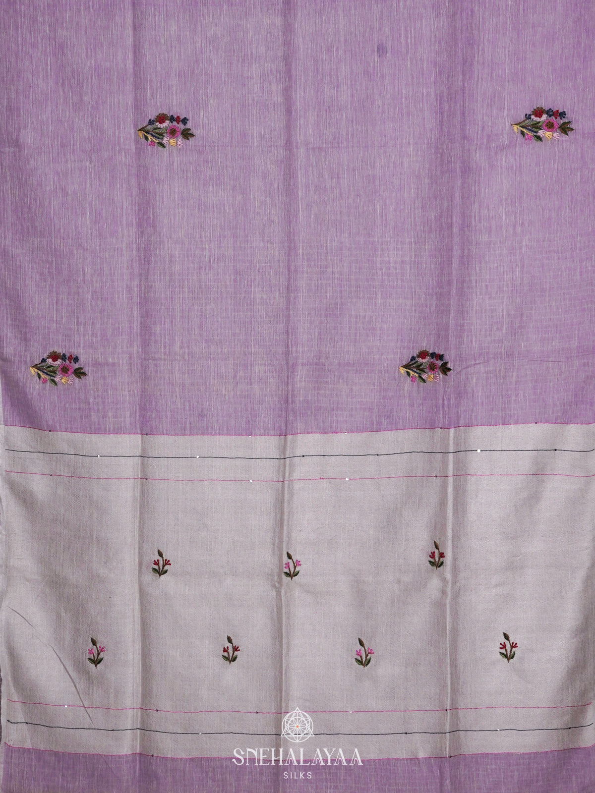 Lilac Linen Saree