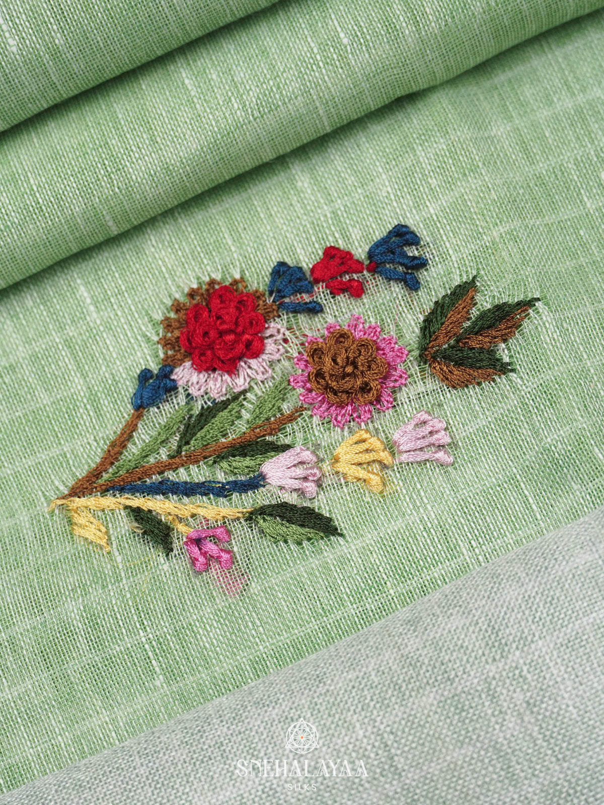 Pista Green Linen Saree