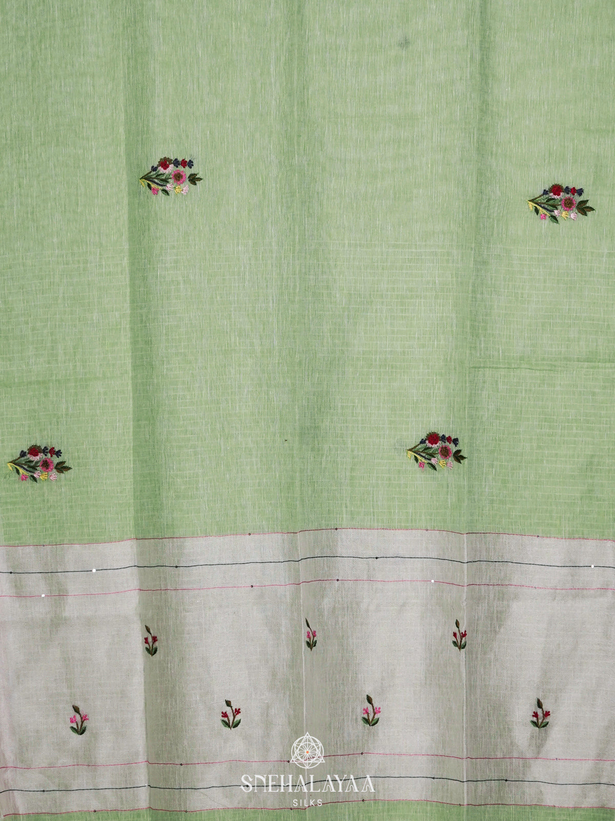 Pista Green Linen Saree