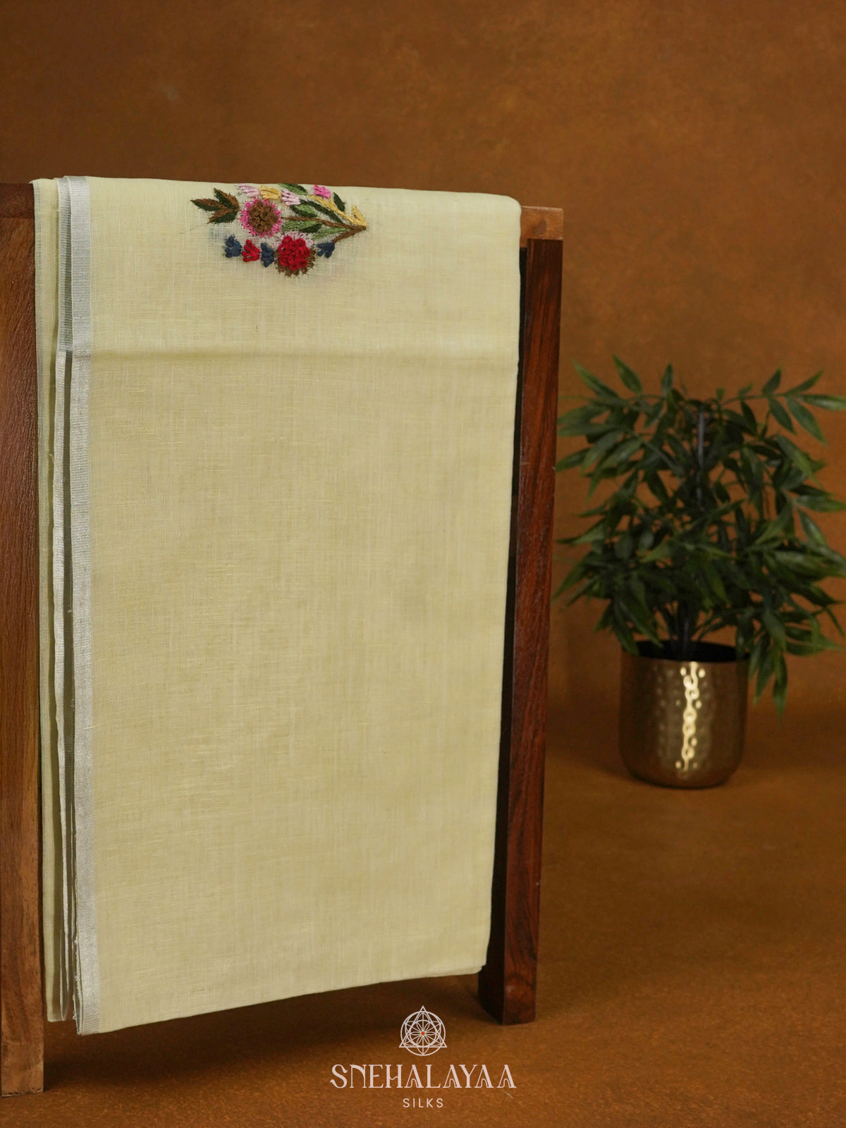 Pale Yellow Linen Saree
