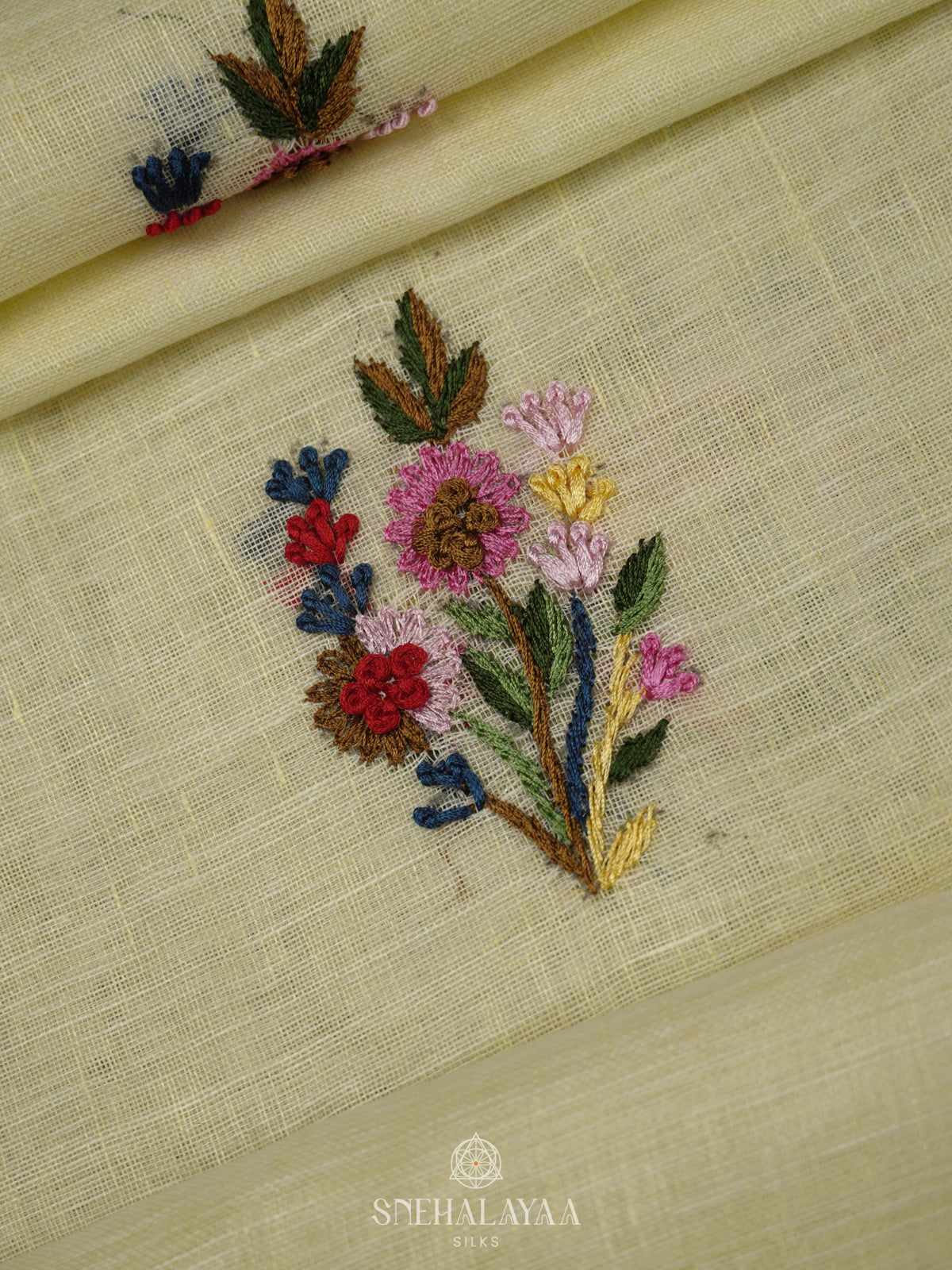 Pale Yellow Linen Saree