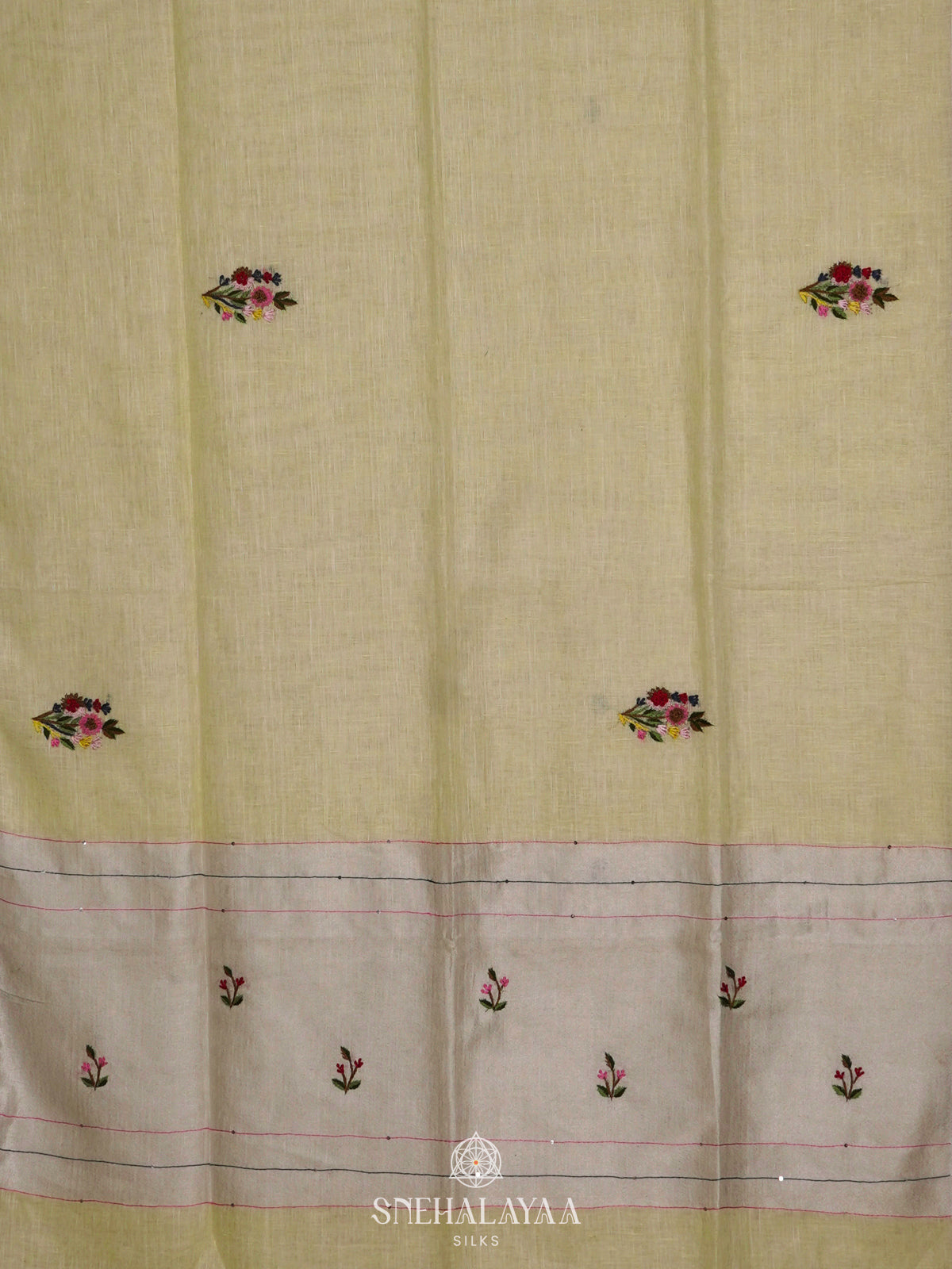 Pale Yellow Linen Saree