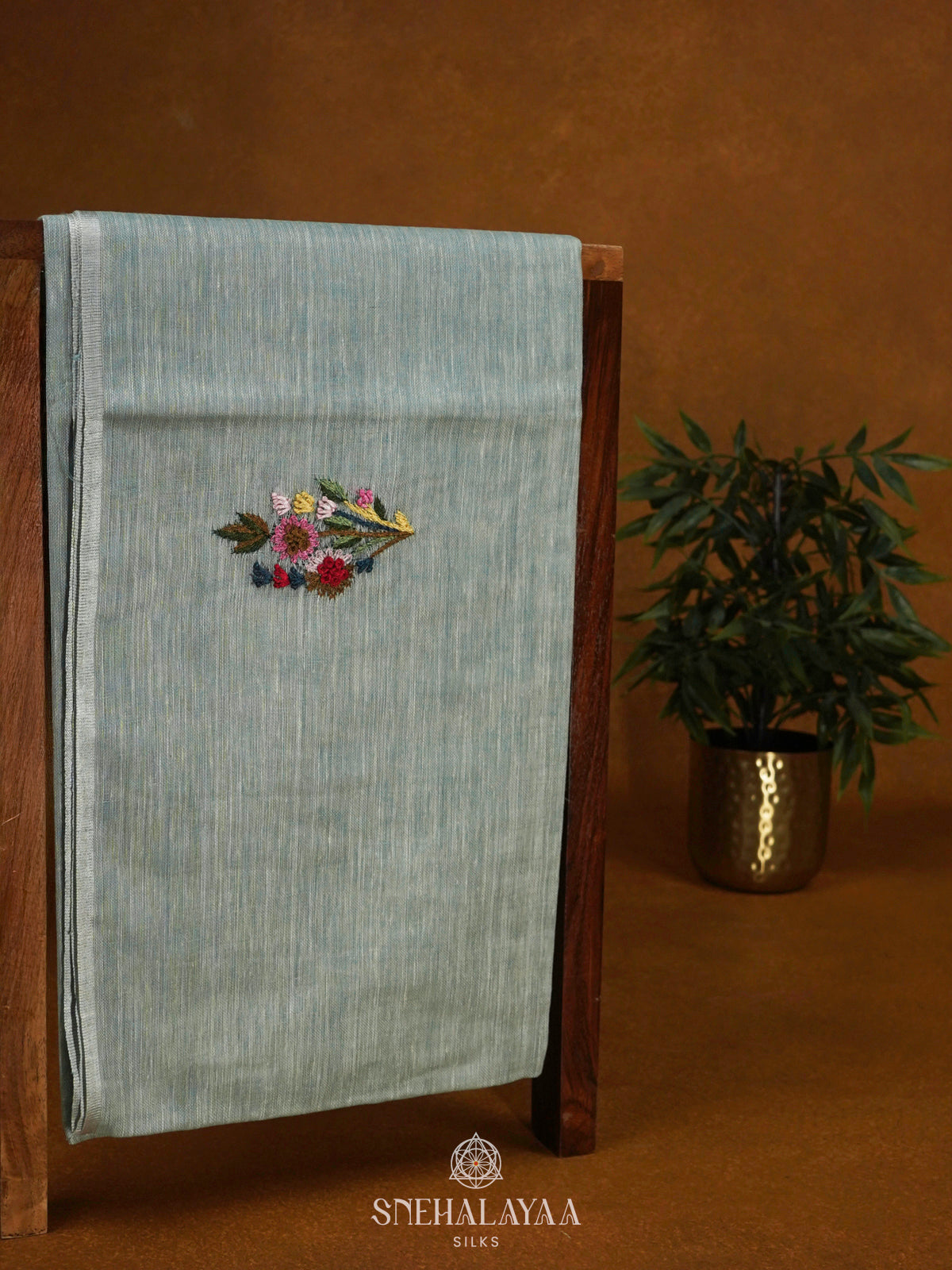Green Linen Saree