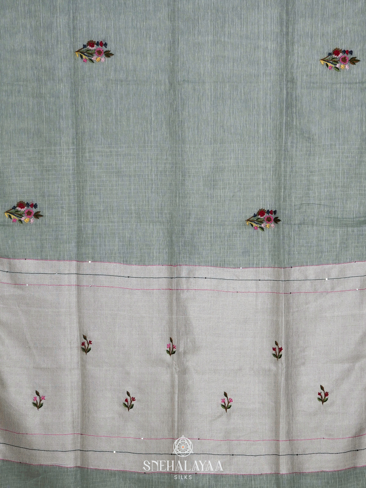 Green Linen Saree