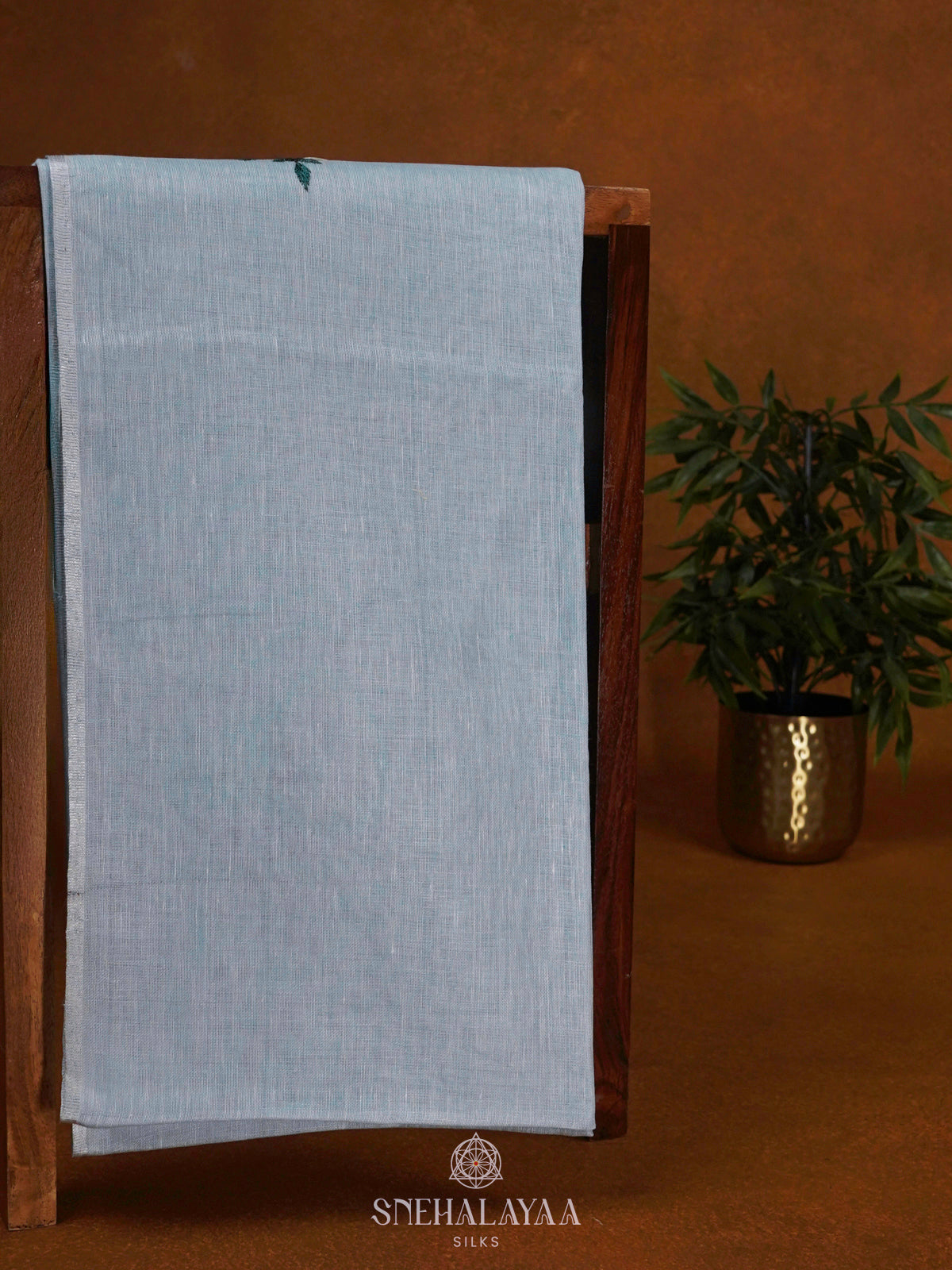 Blue Linen Saree