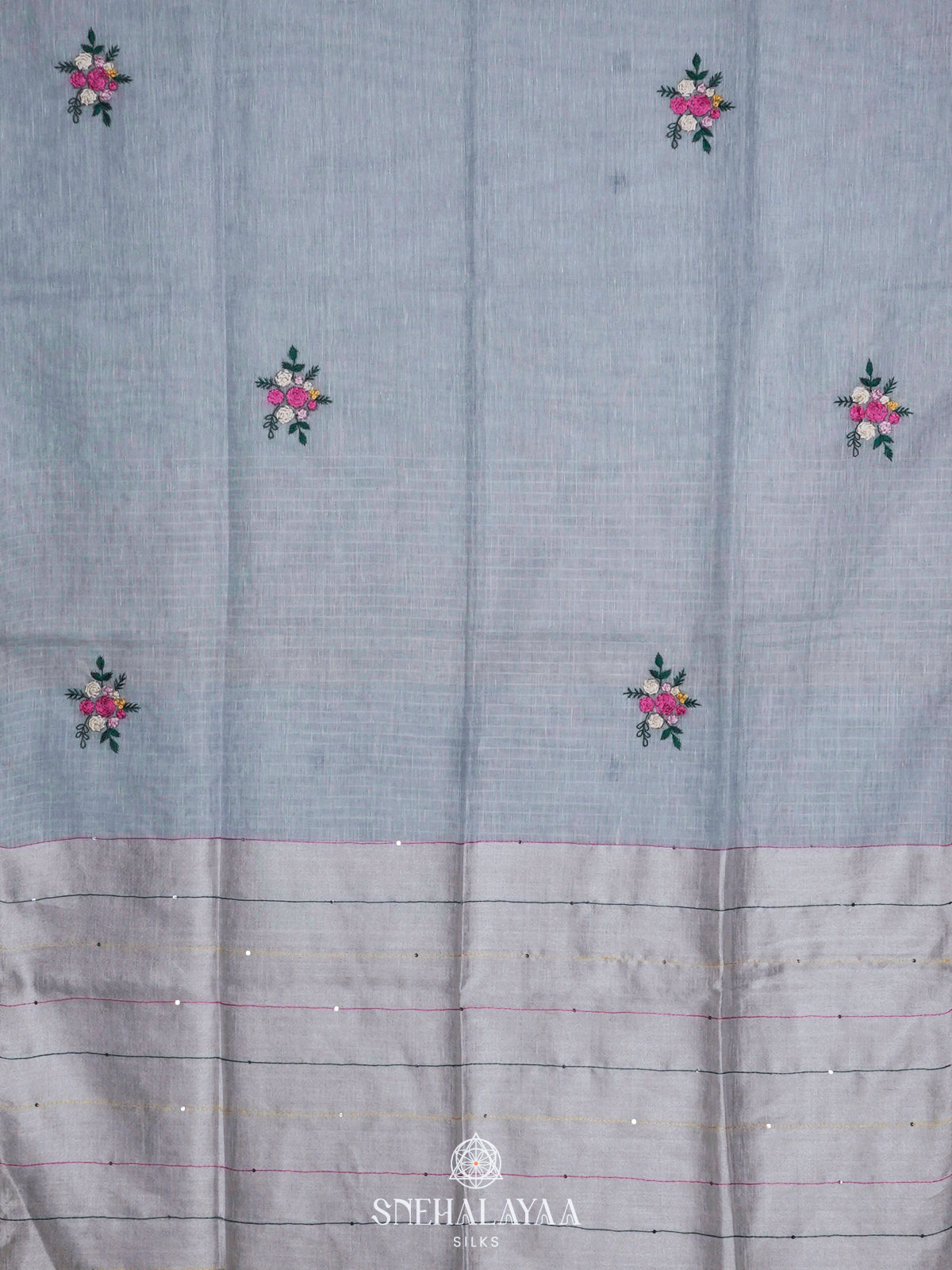 Blue Linen Saree