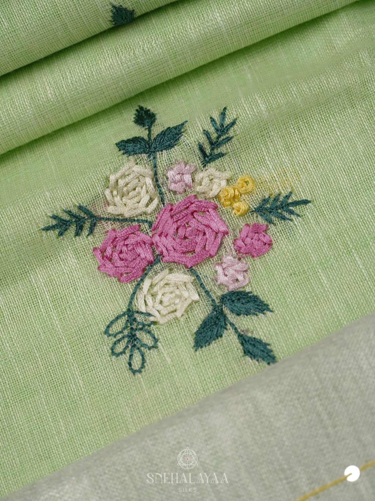 Pista Green Linen Saree