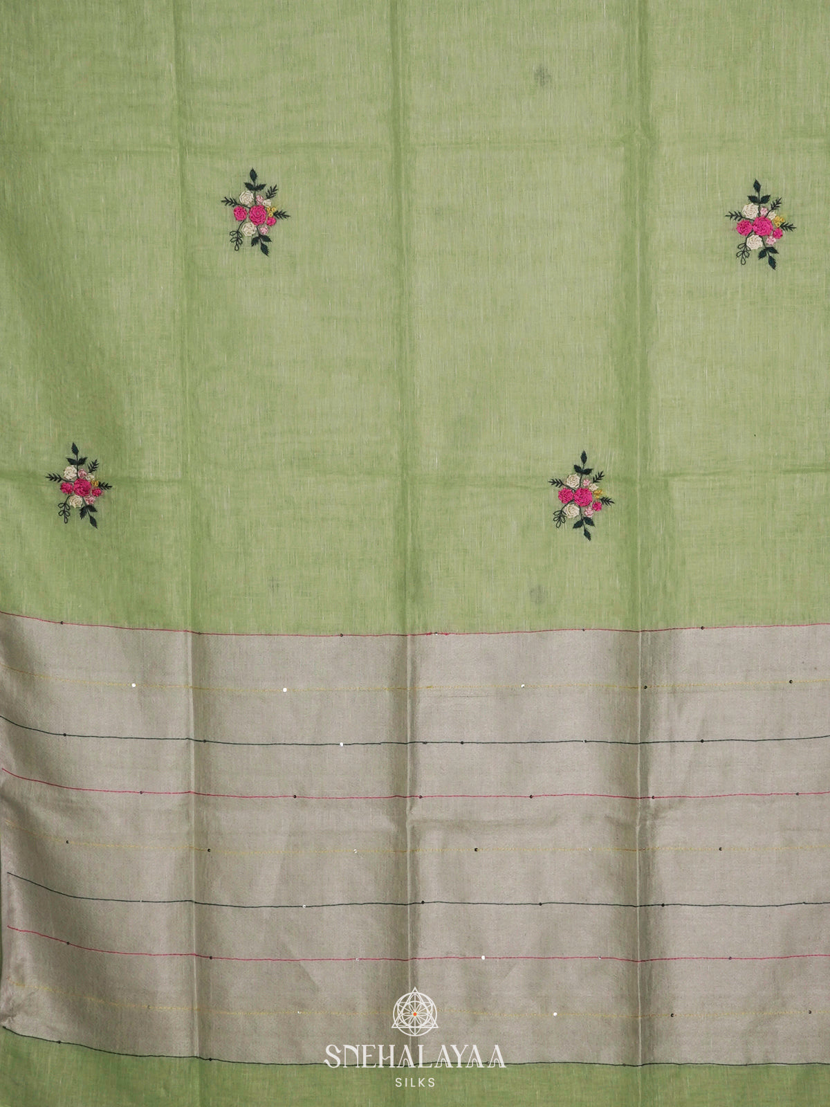 Pista Green Linen Saree