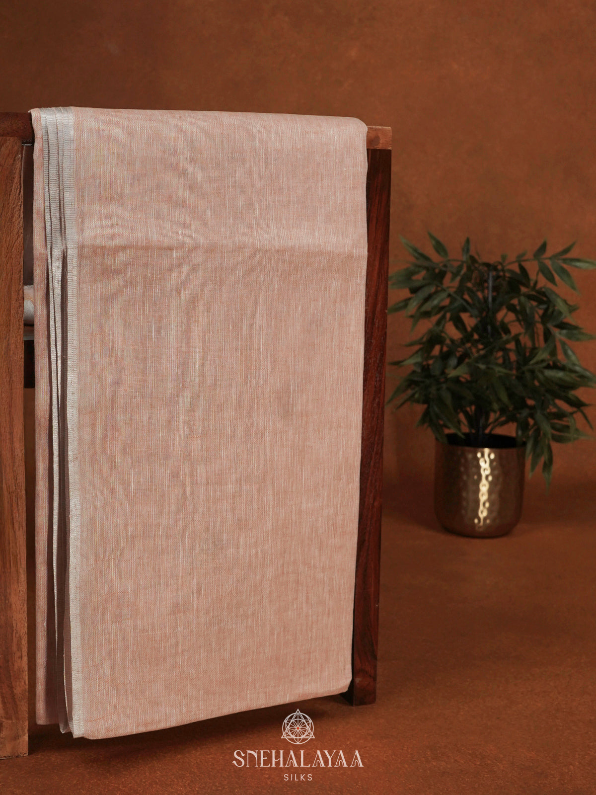 Peach Linen Saree