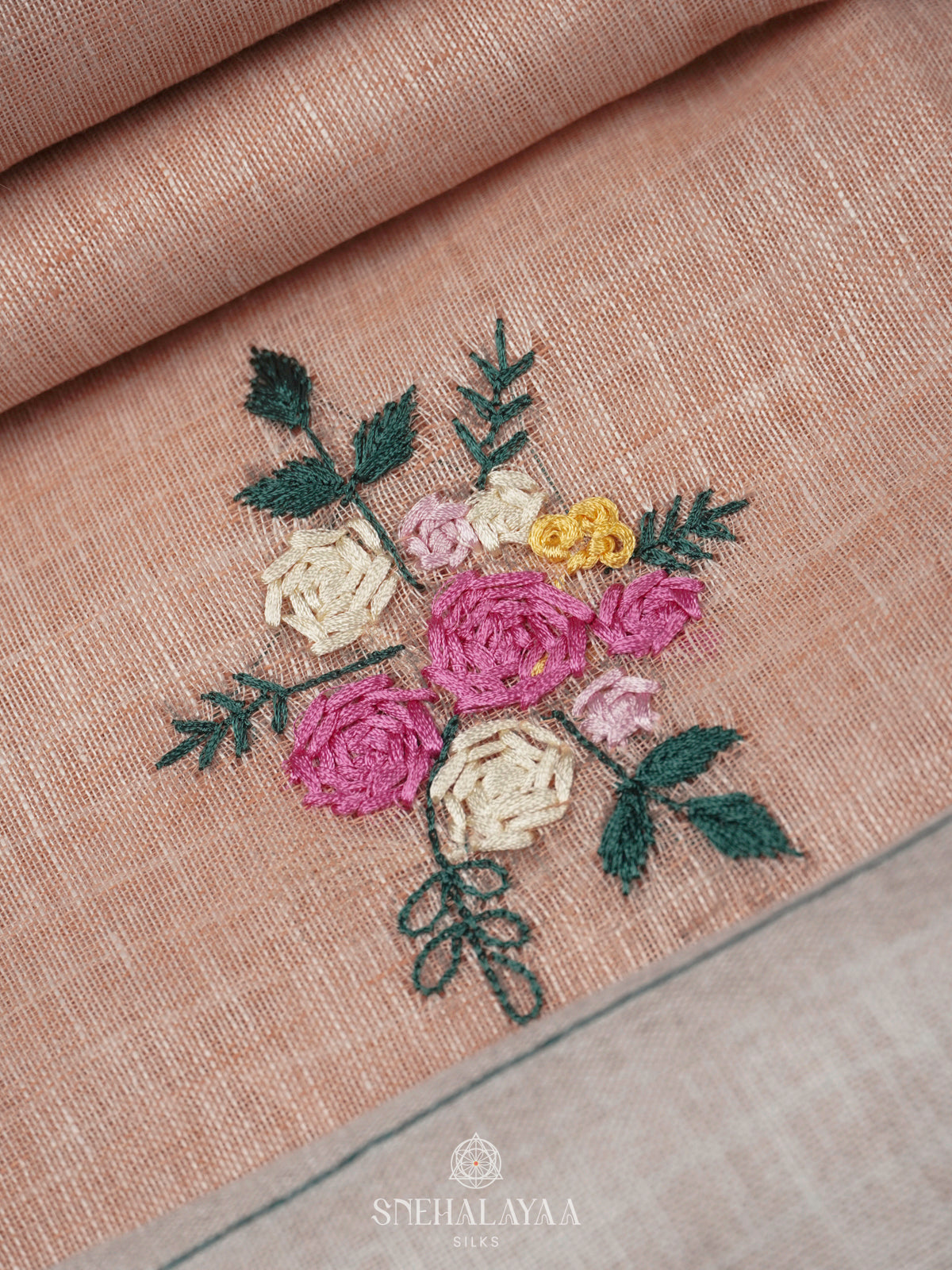 Peach Linen Saree