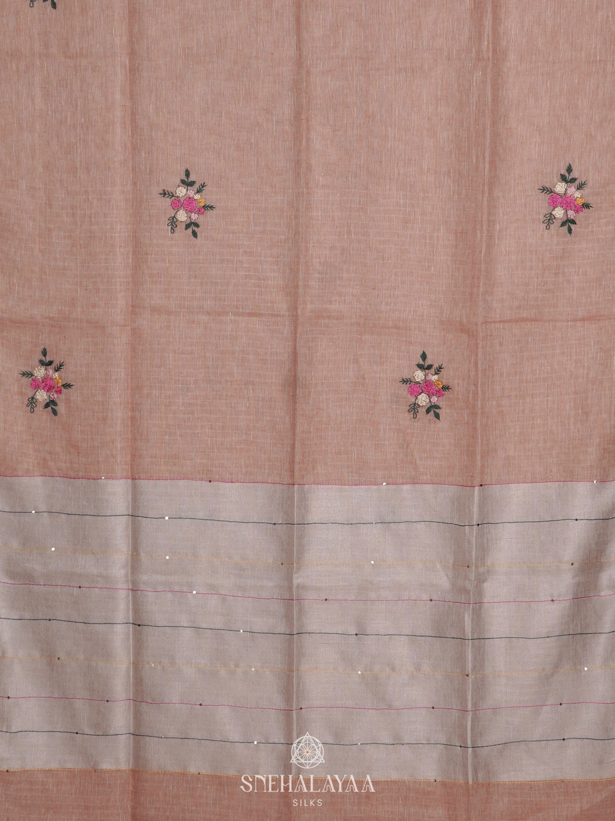 Peach Linen Saree
