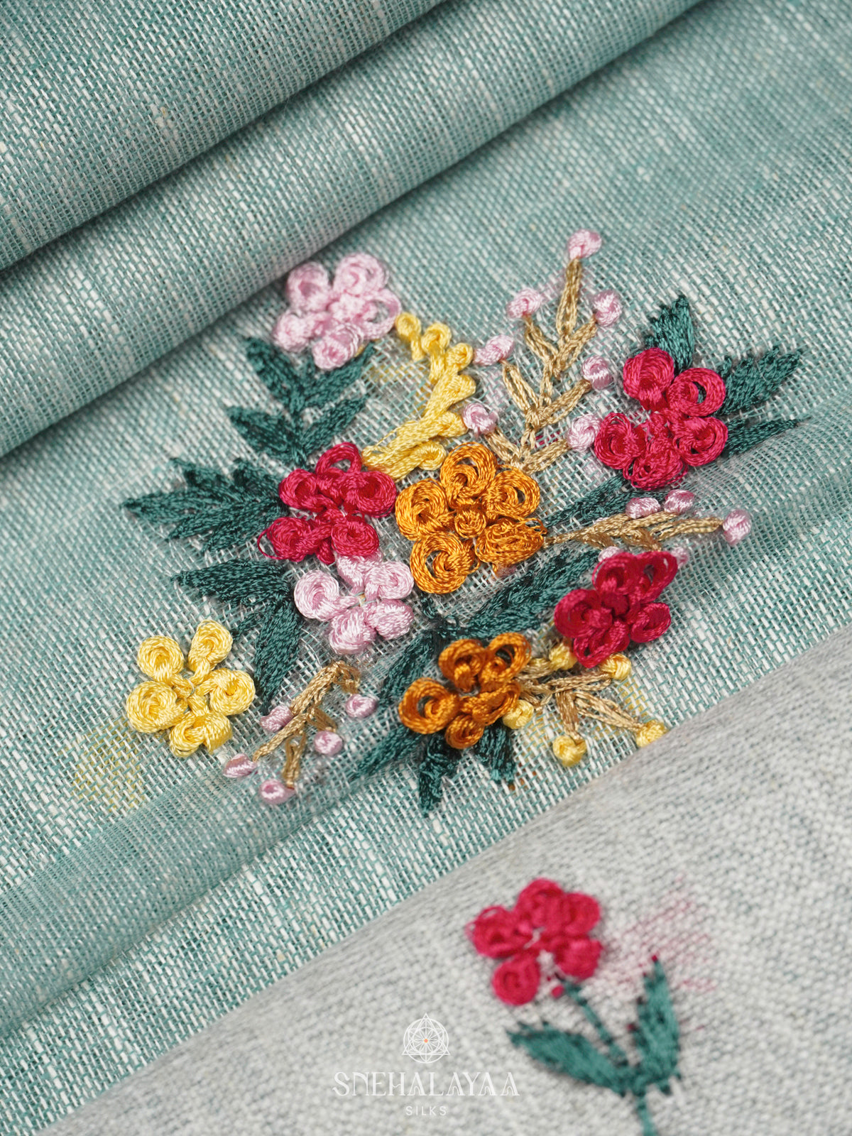 Pastel Green Linen Saree