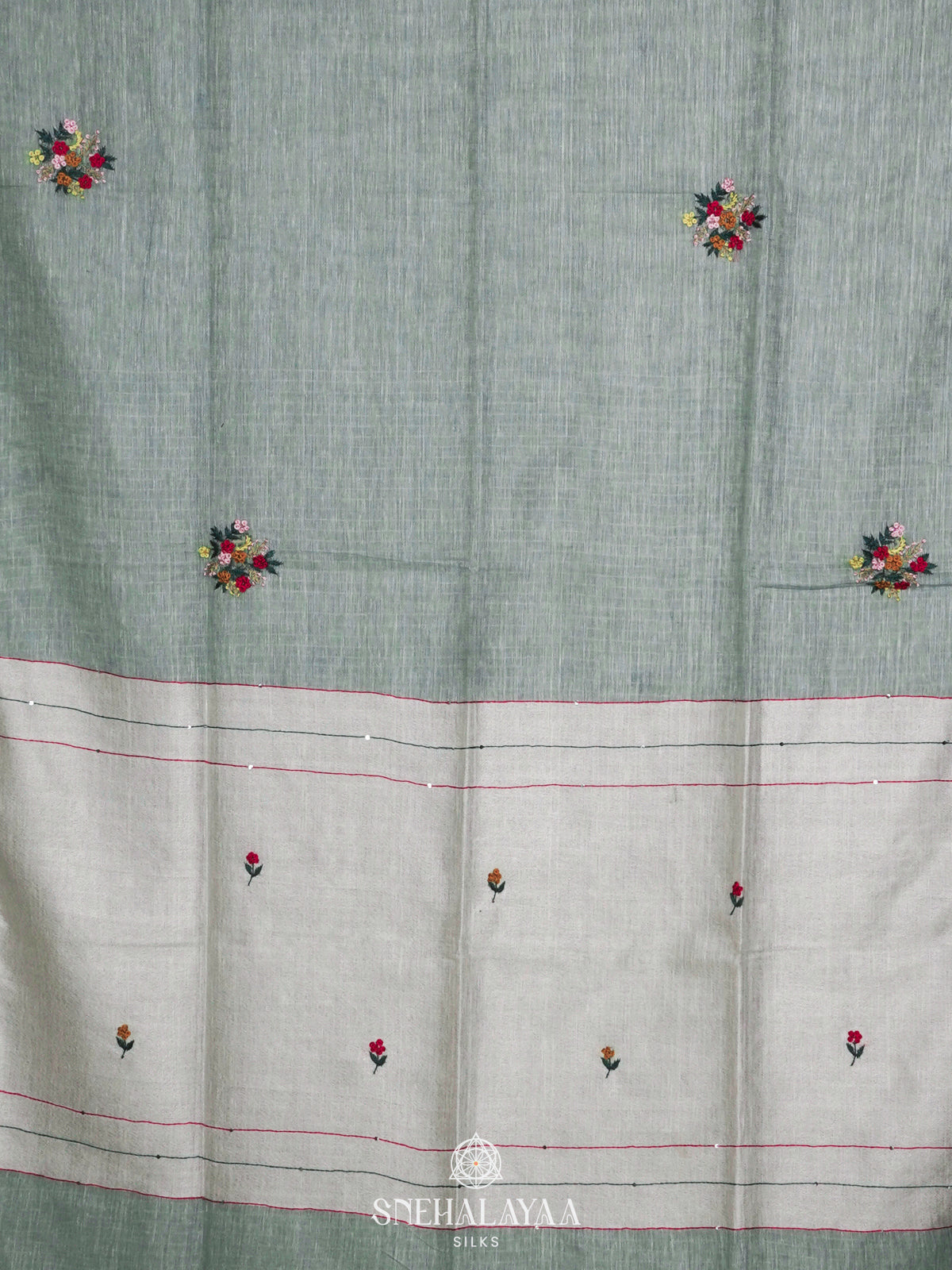 Pastel Green Linen Saree