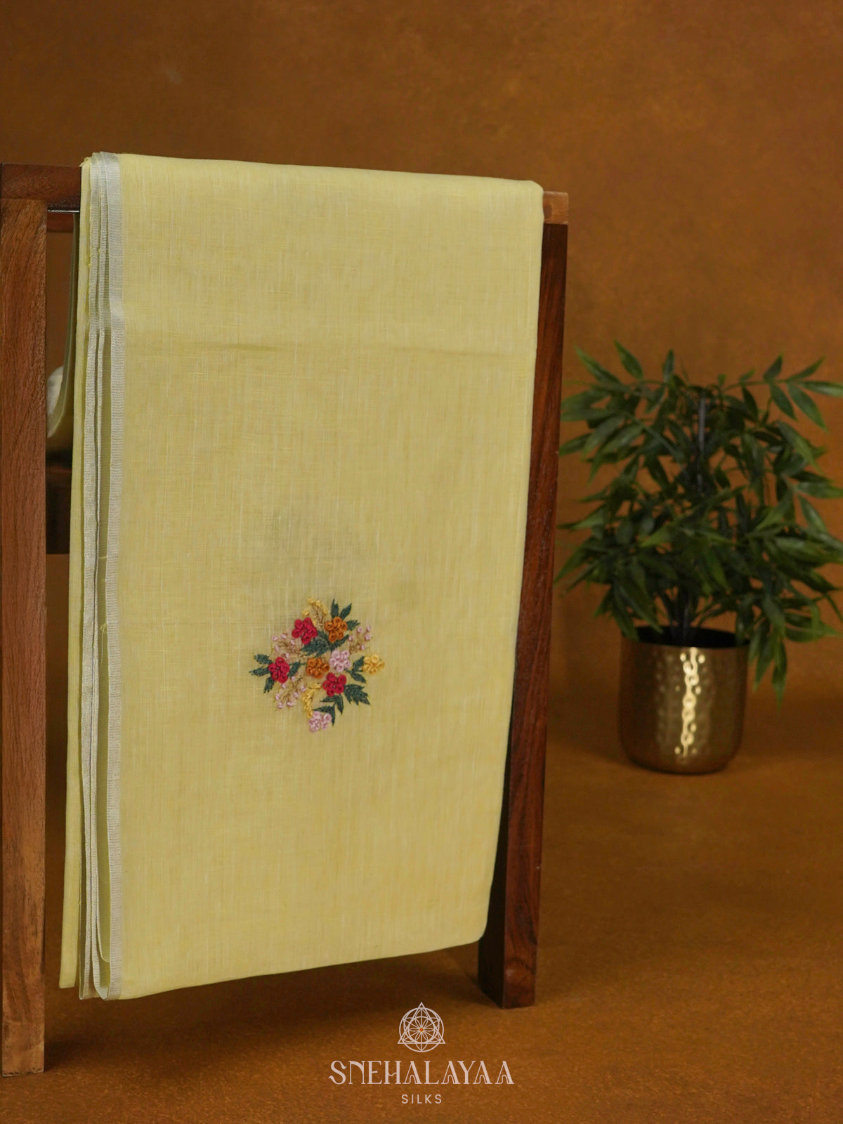 Pale Yellow Linen Saree