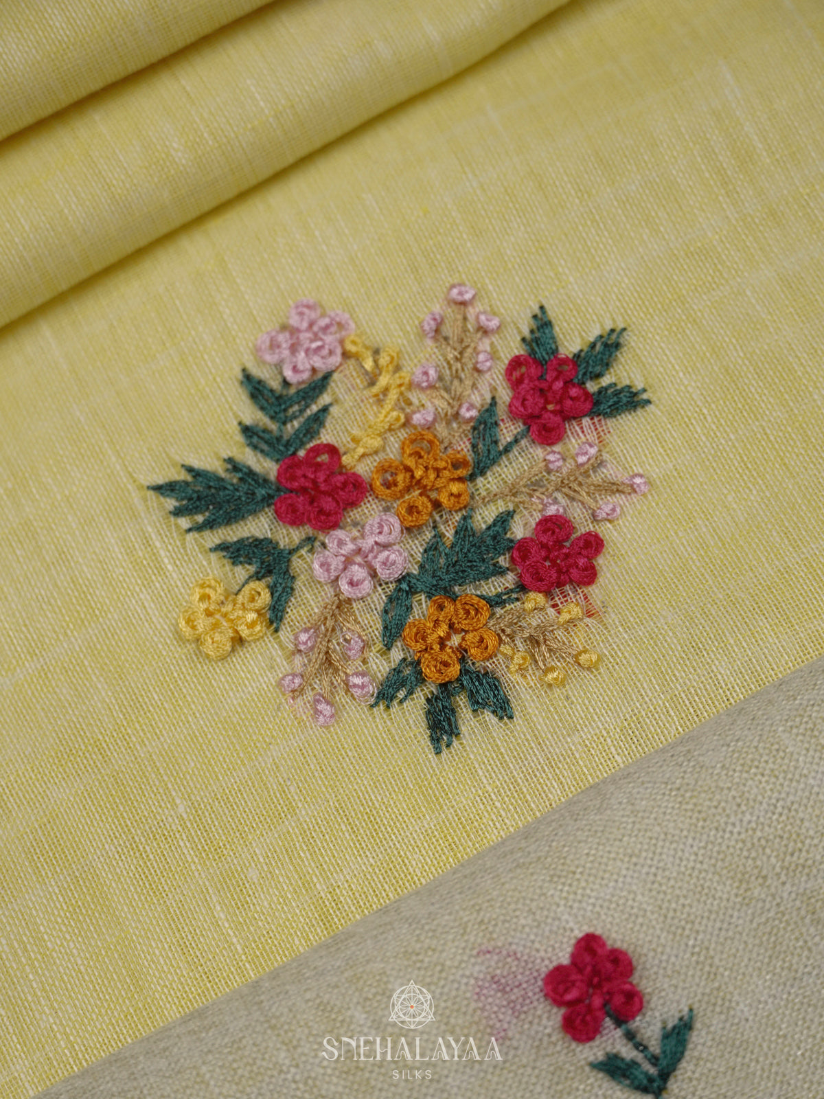 Pale Yellow Linen Saree