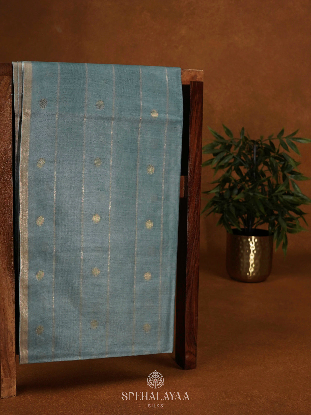 Blue Linen Saree