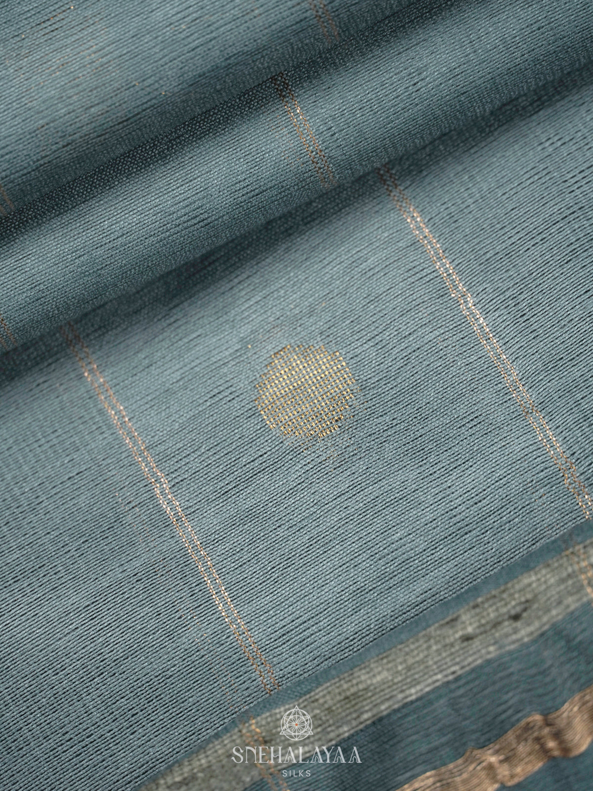 Blue Linen Saree