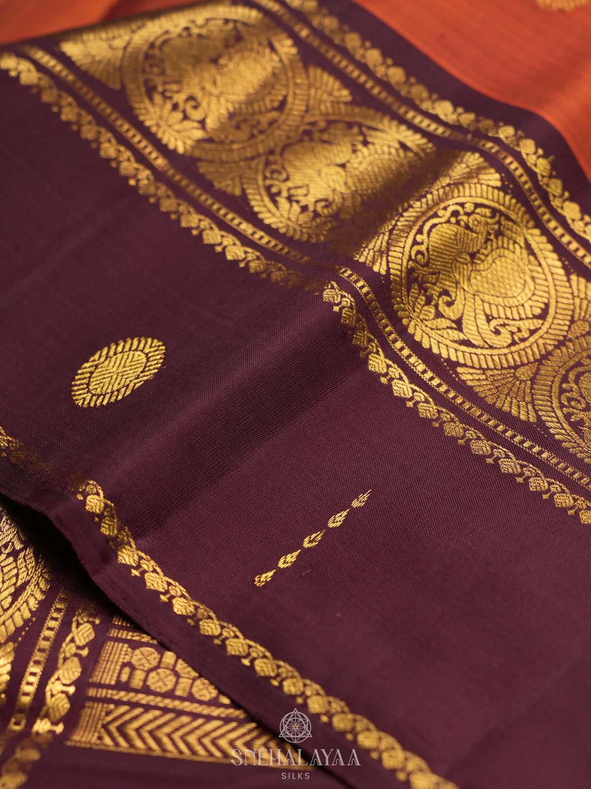 Burnt Orange Kanjivaram Silk Saree