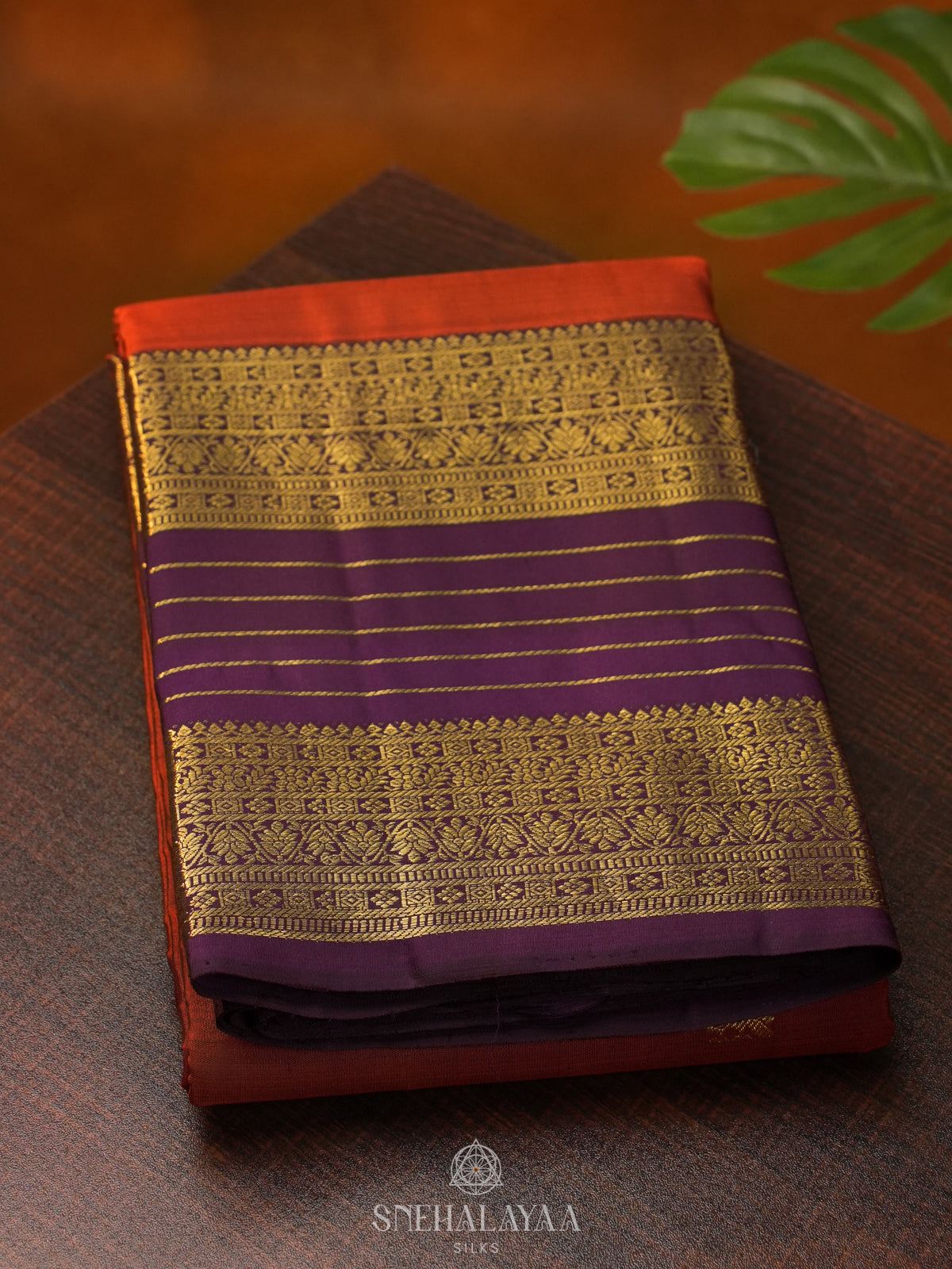 Burnt Orange Kanjivaram Silk Saree