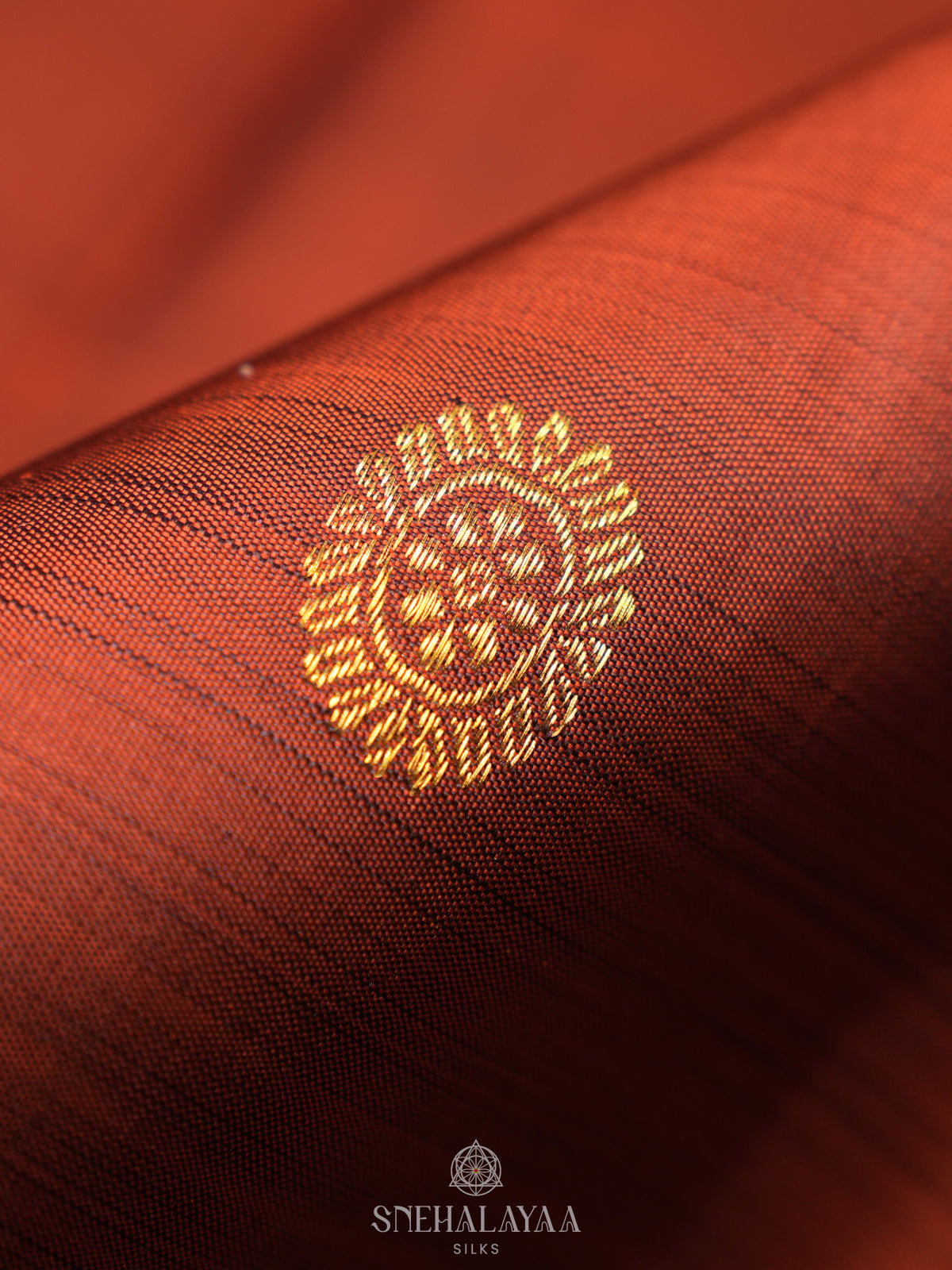 Burnt Orange Kanjivaram Silk Saree