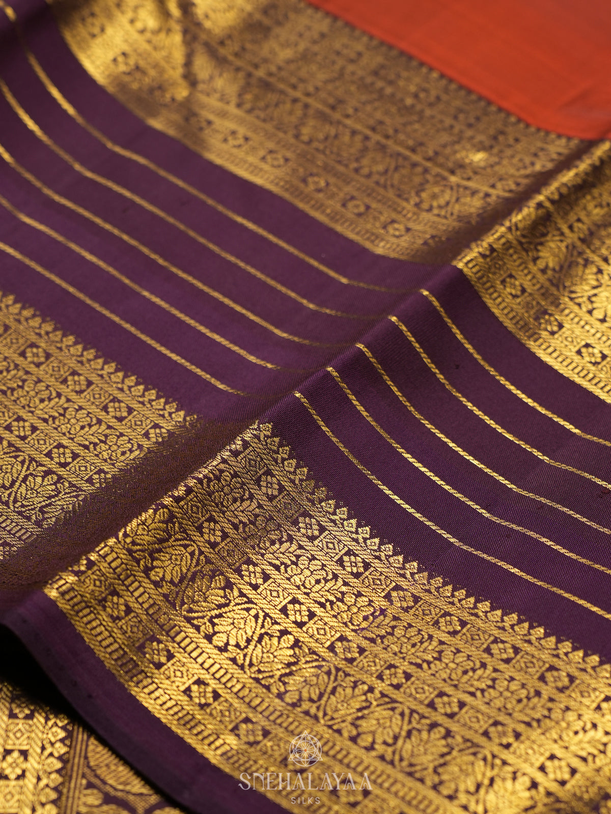 Burnt Orange Kanjivaram Silk Saree