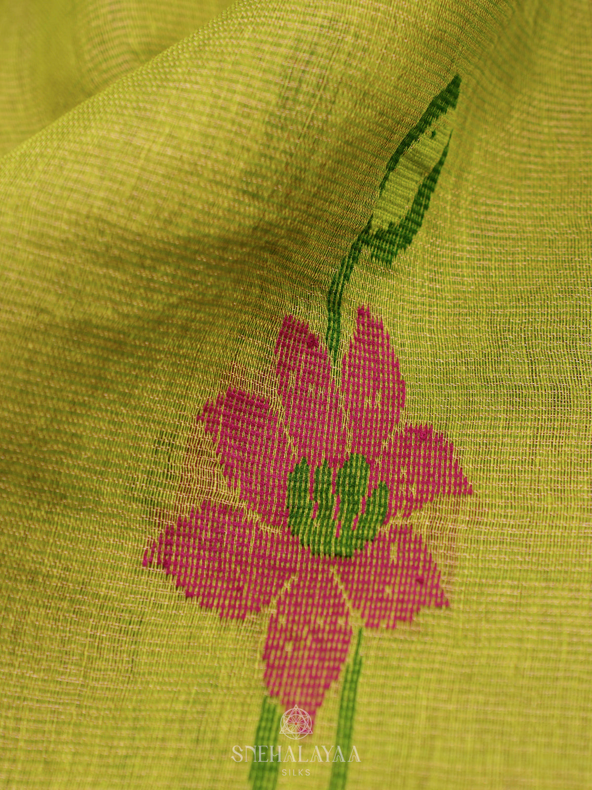 Lime Green Linen Saree