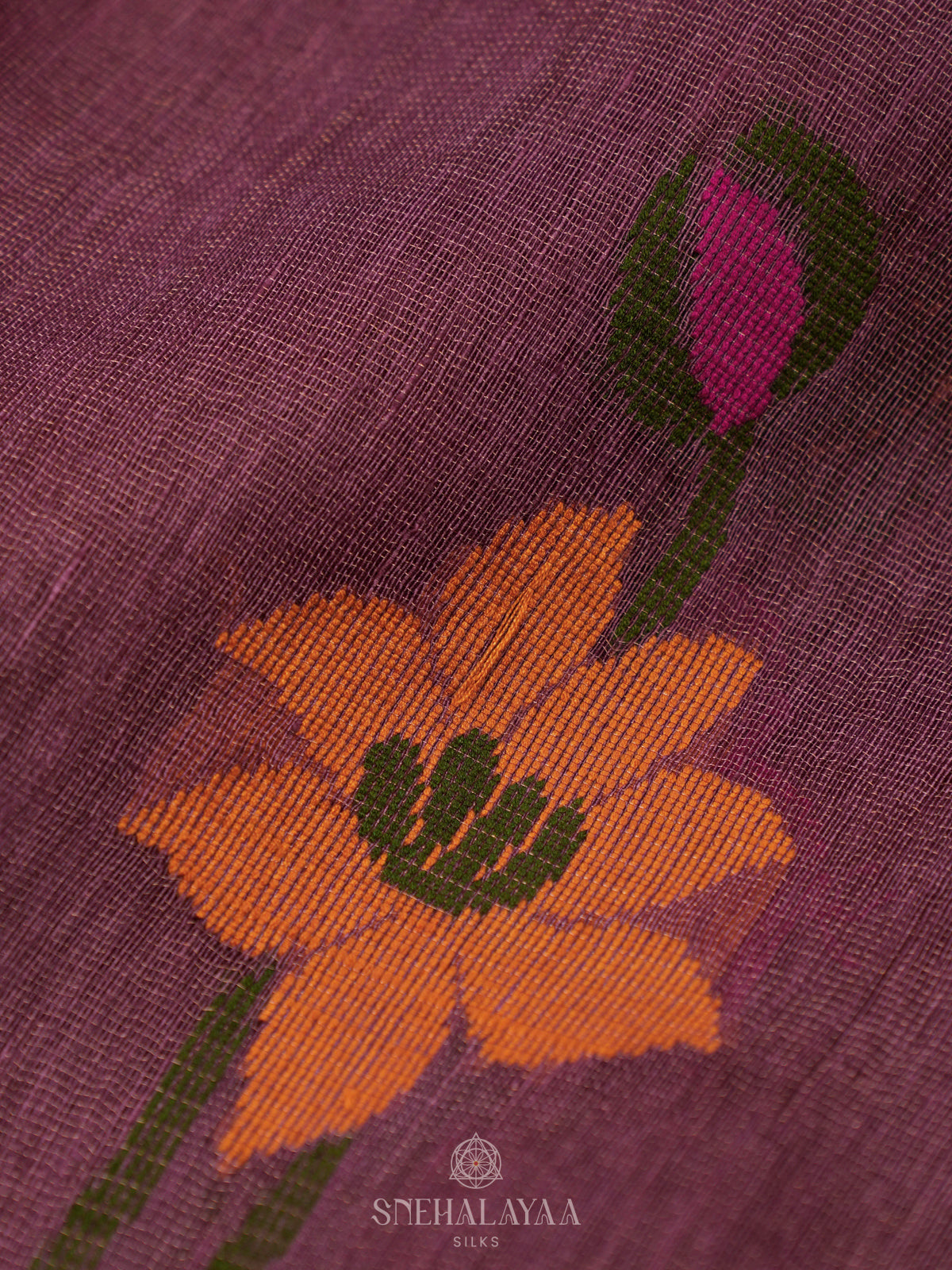 Plum Linen Saree