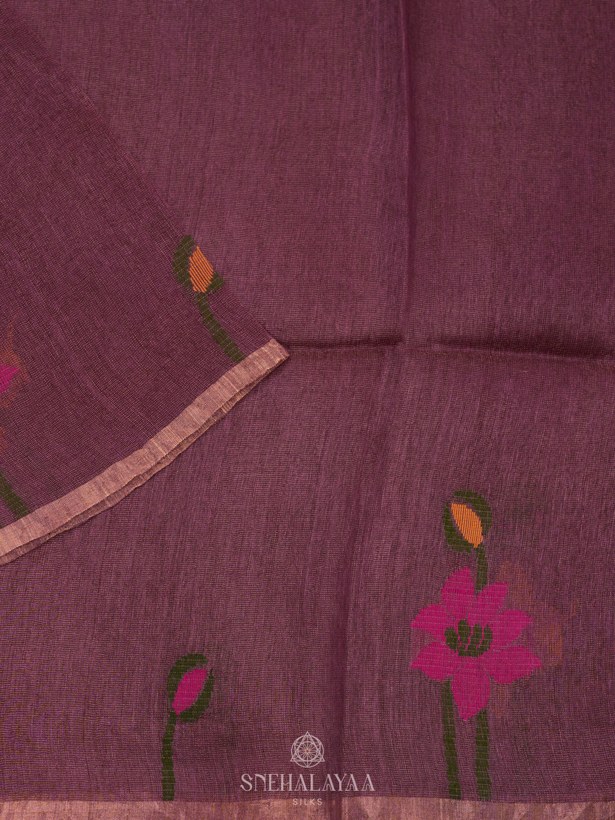 Plum Linen Saree