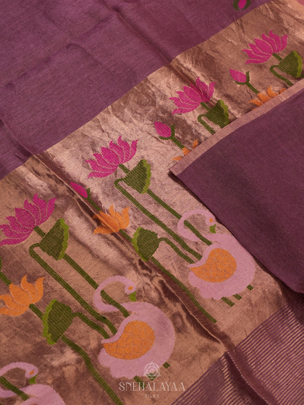 Plum Linen Saree