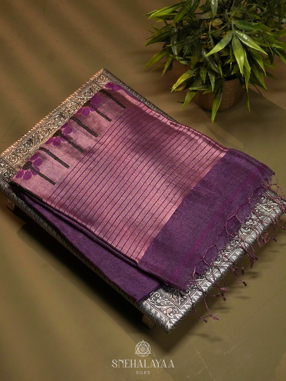 Purple Linen Saree
