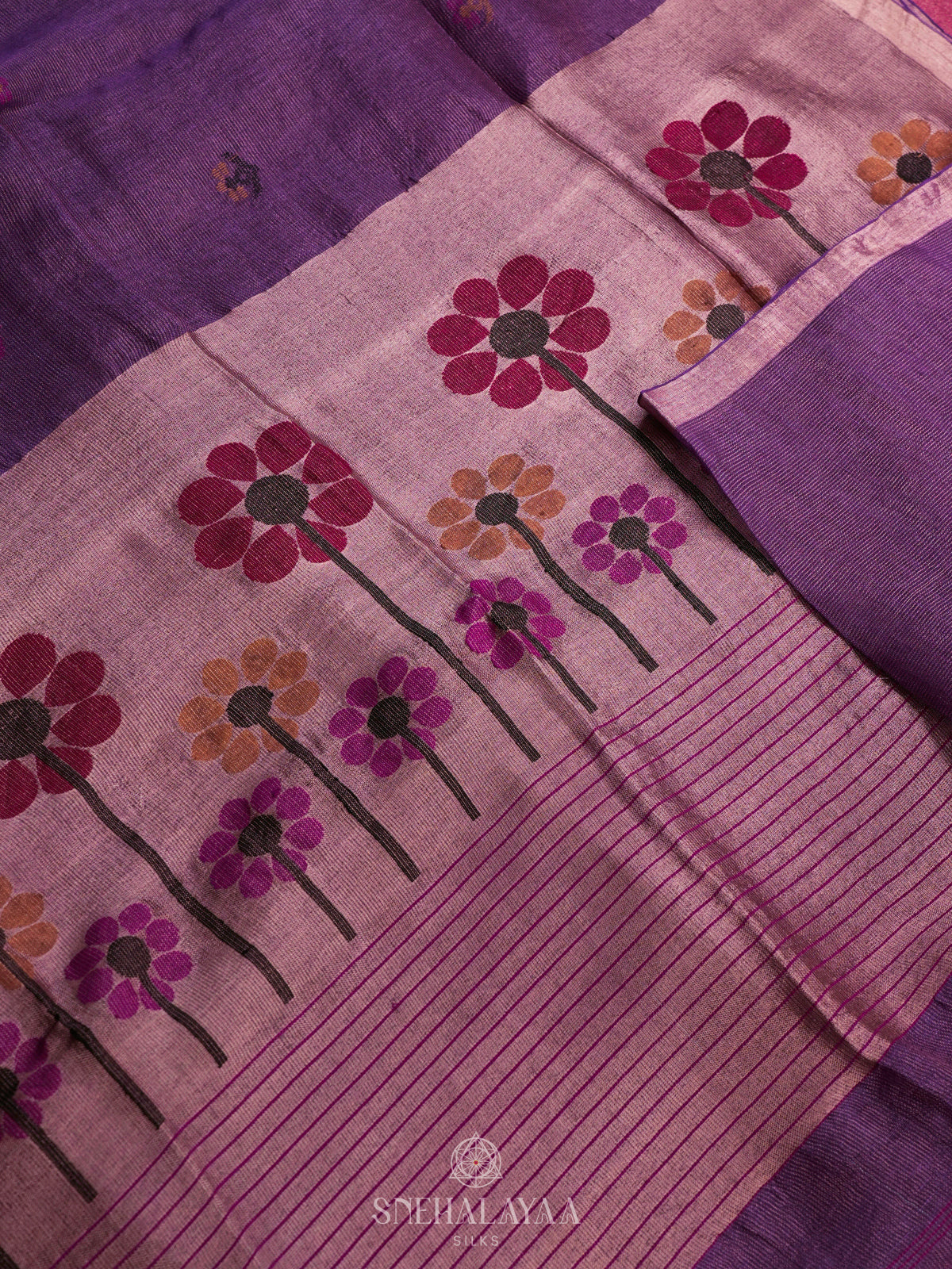 Purple Linen Saree