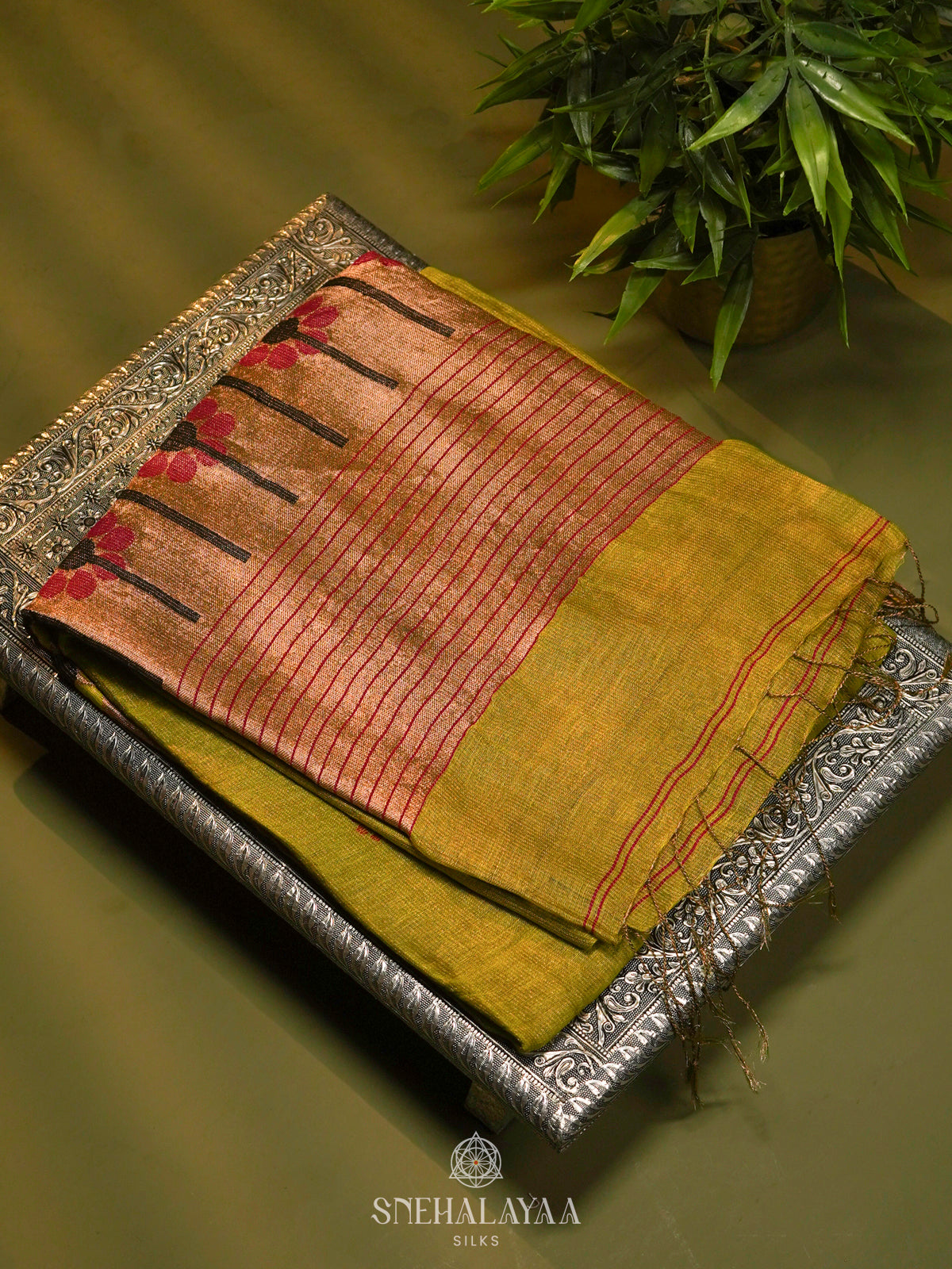 Yellow Linen Saree