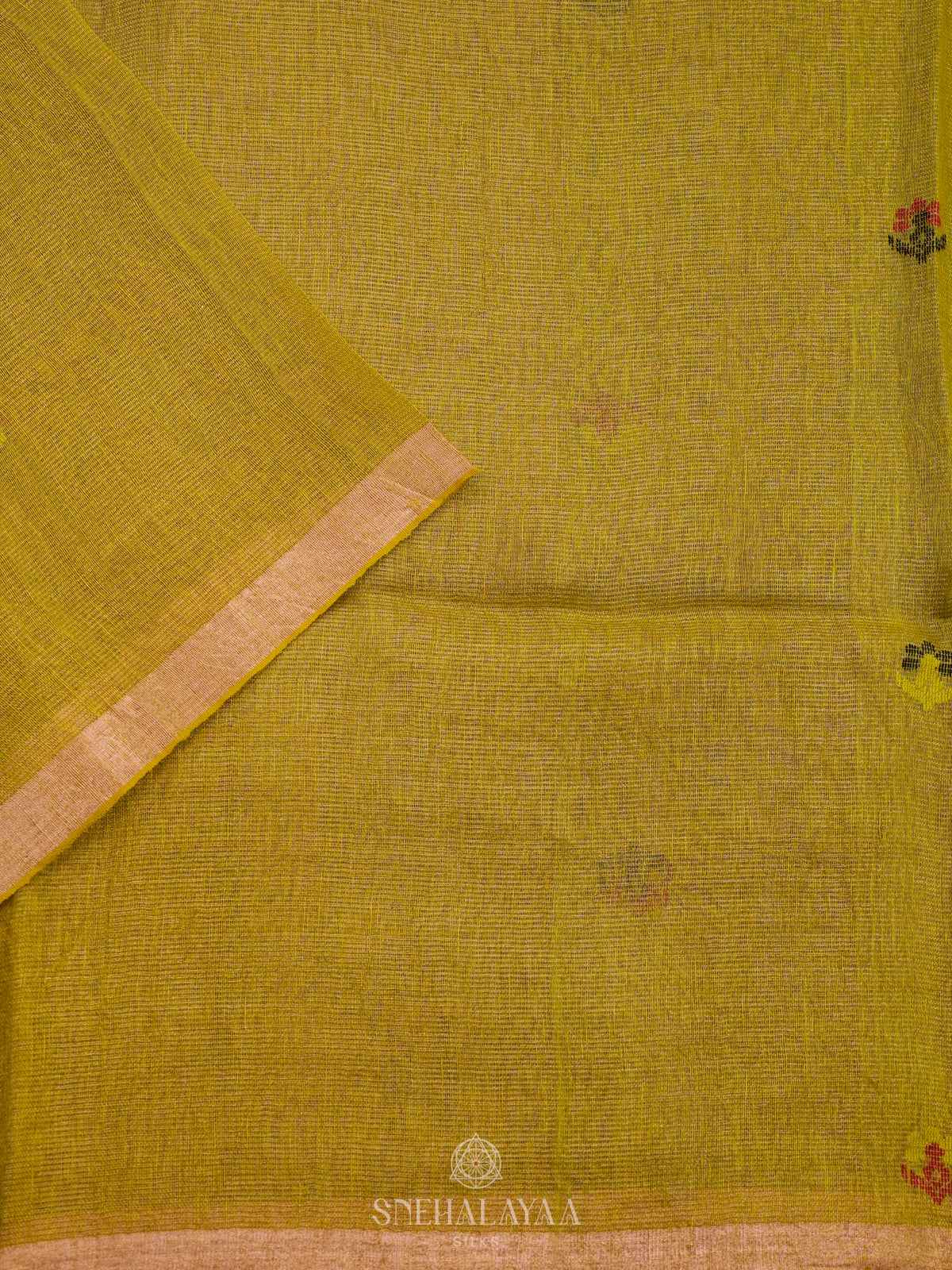 Yellow Linen Saree