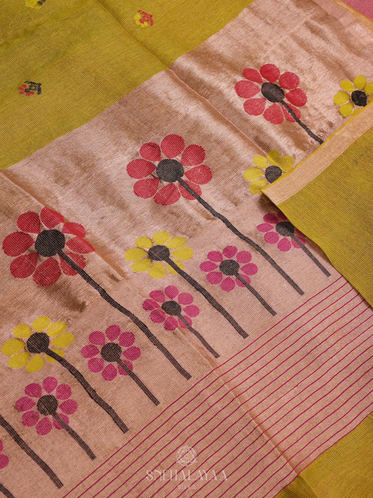 Yellow Linen Saree