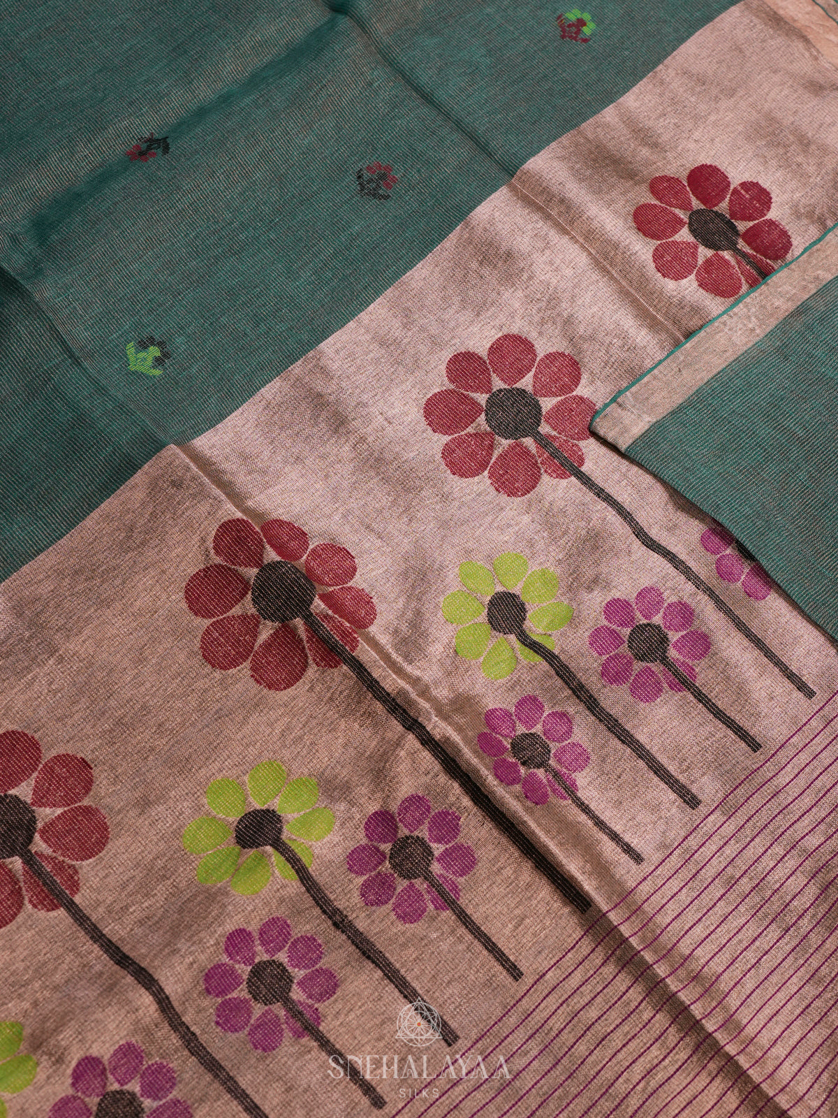 Green Linen Saree