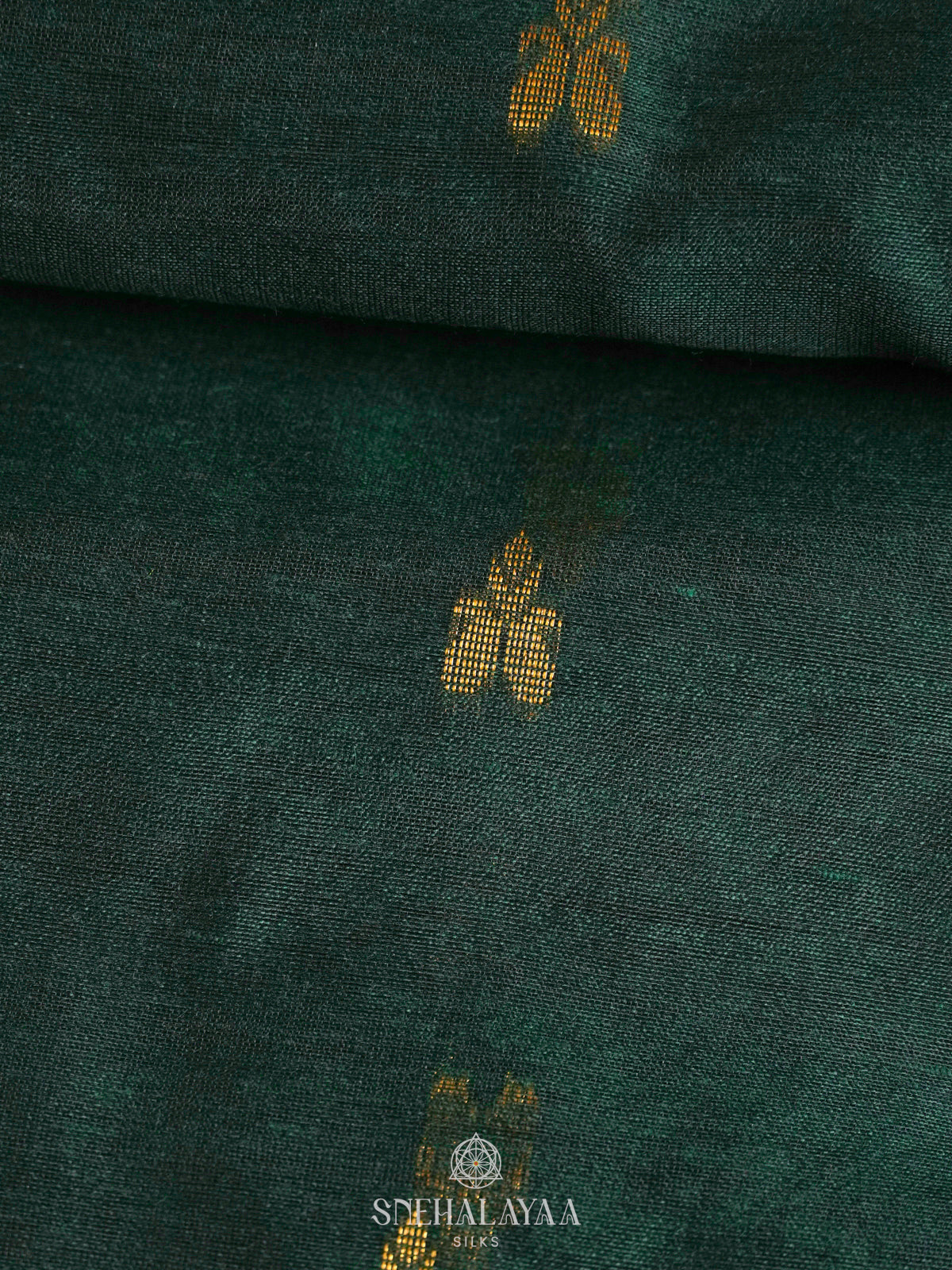 Forest Green Linen Saree