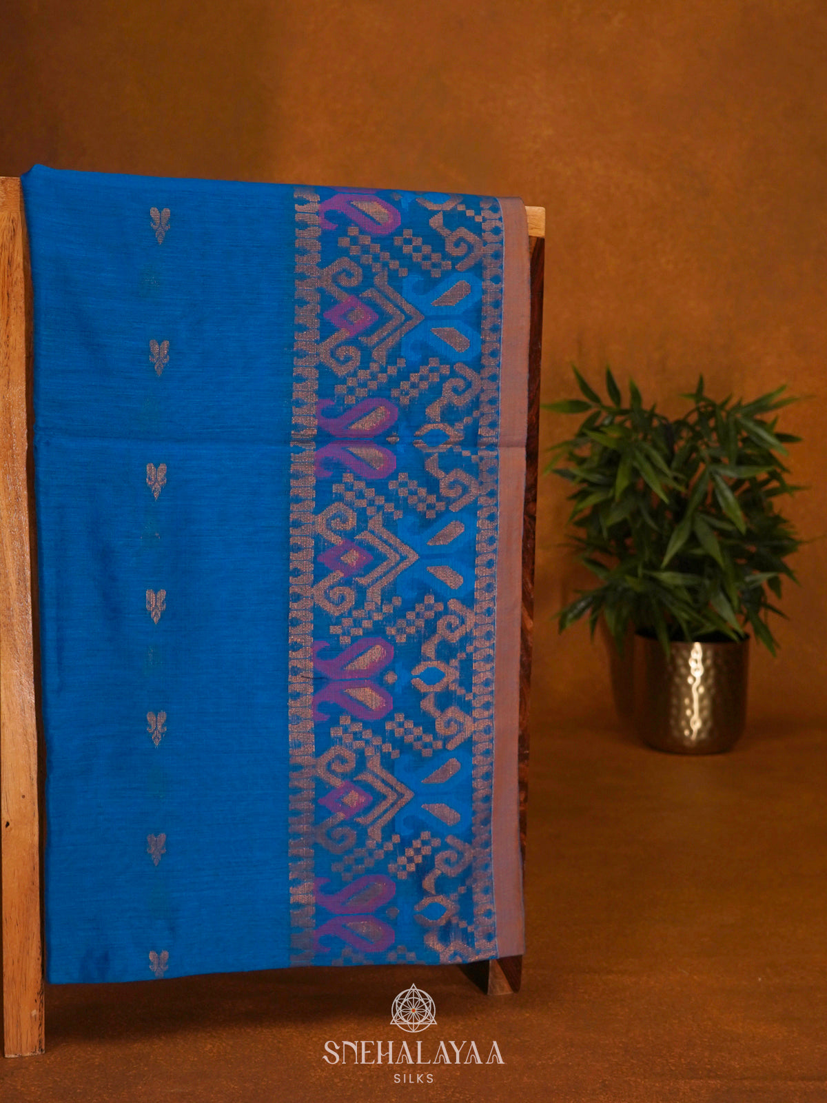 Blue Linen Saree