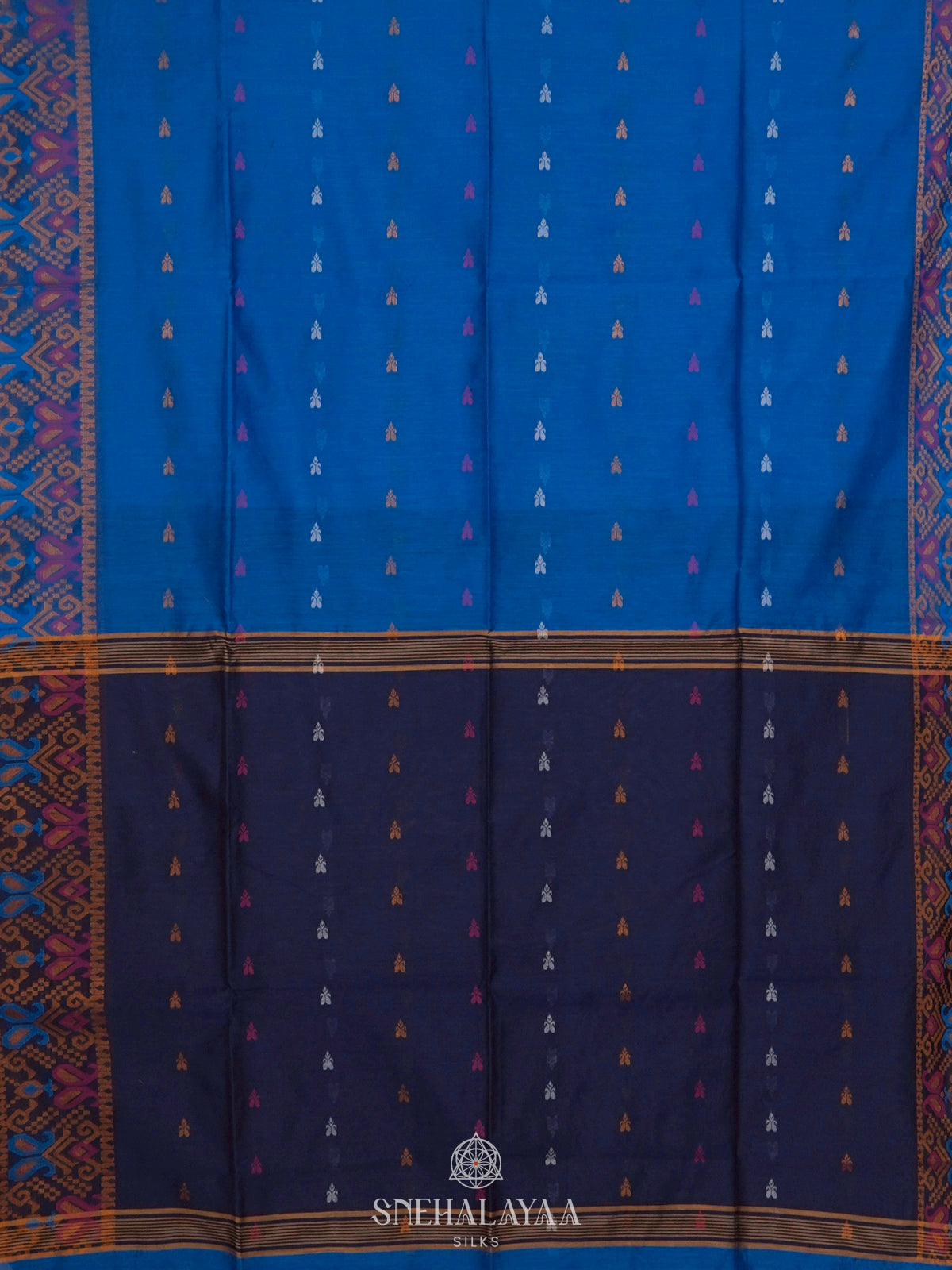 Blue Linen Saree