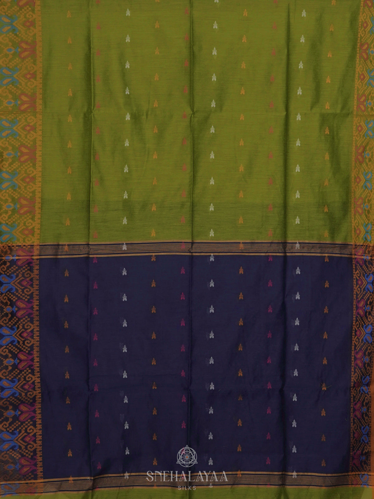 Olive Green Linen Saree