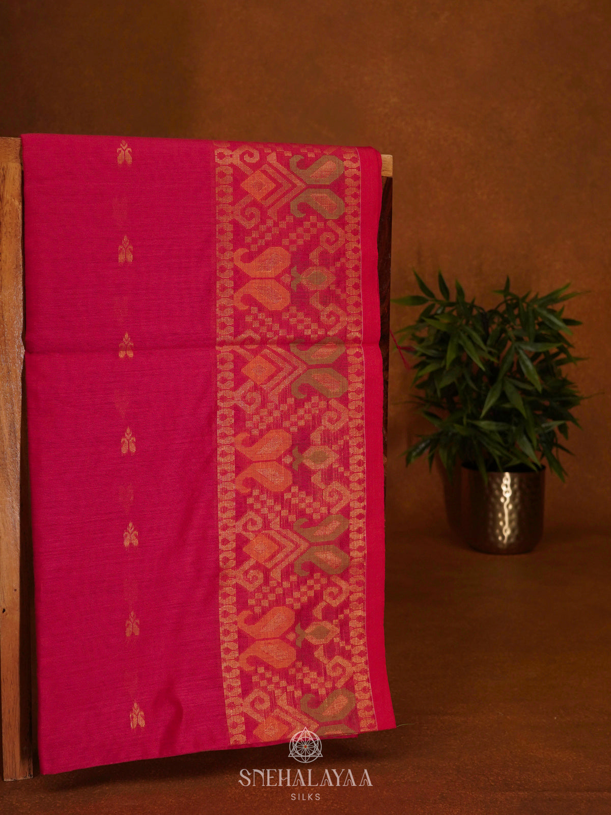 Ruby Red Linen Saree