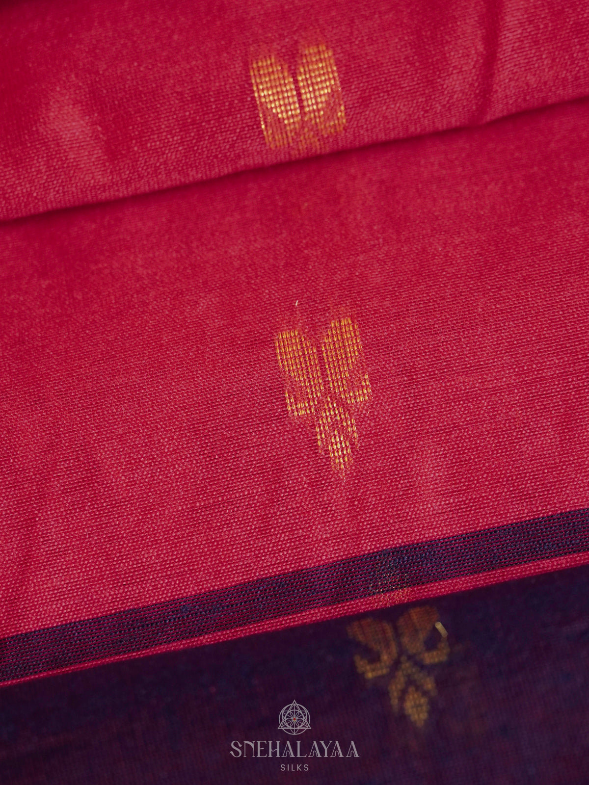 Ruby Red Linen Saree