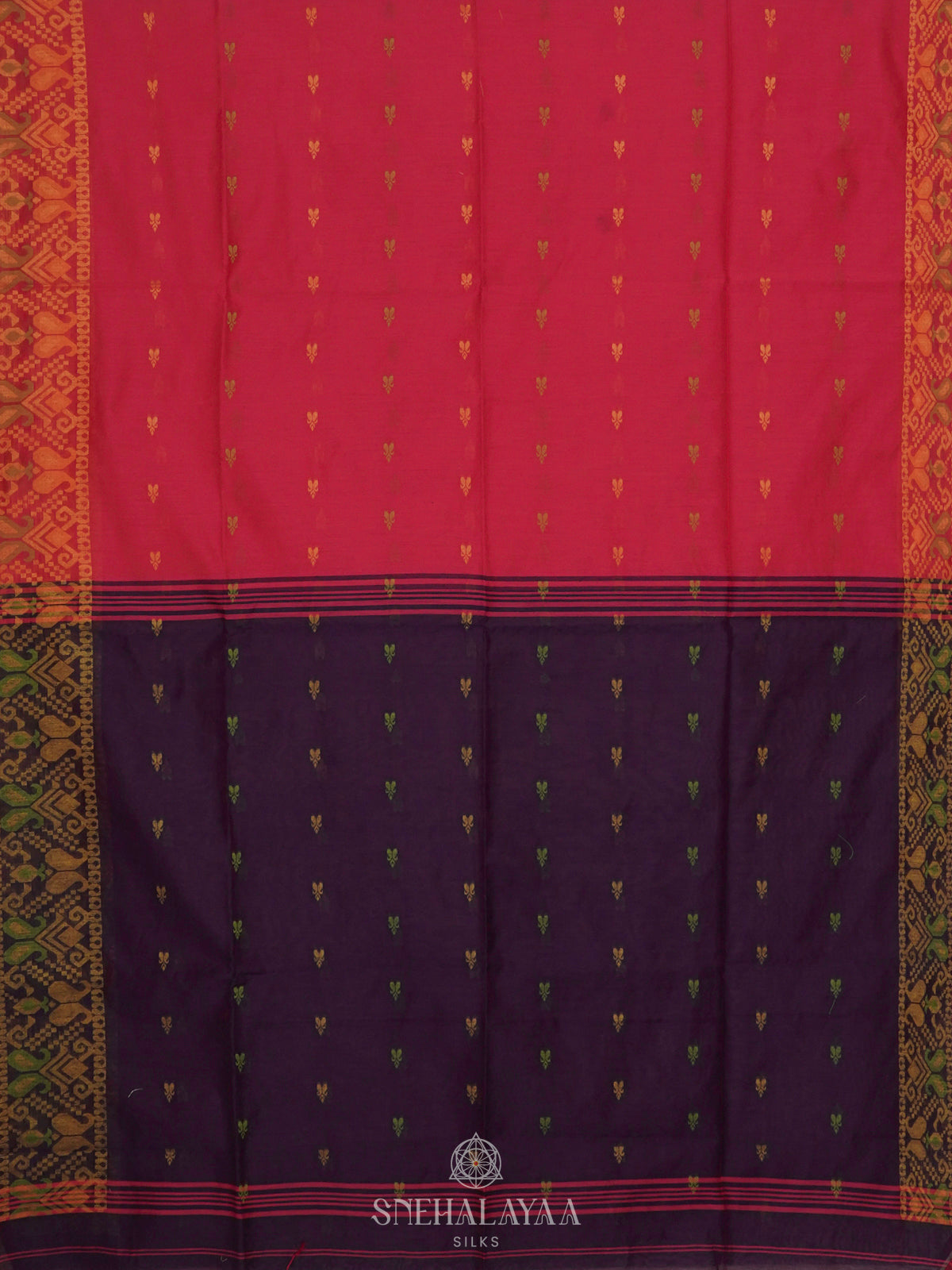 Ruby Red Linen Saree
