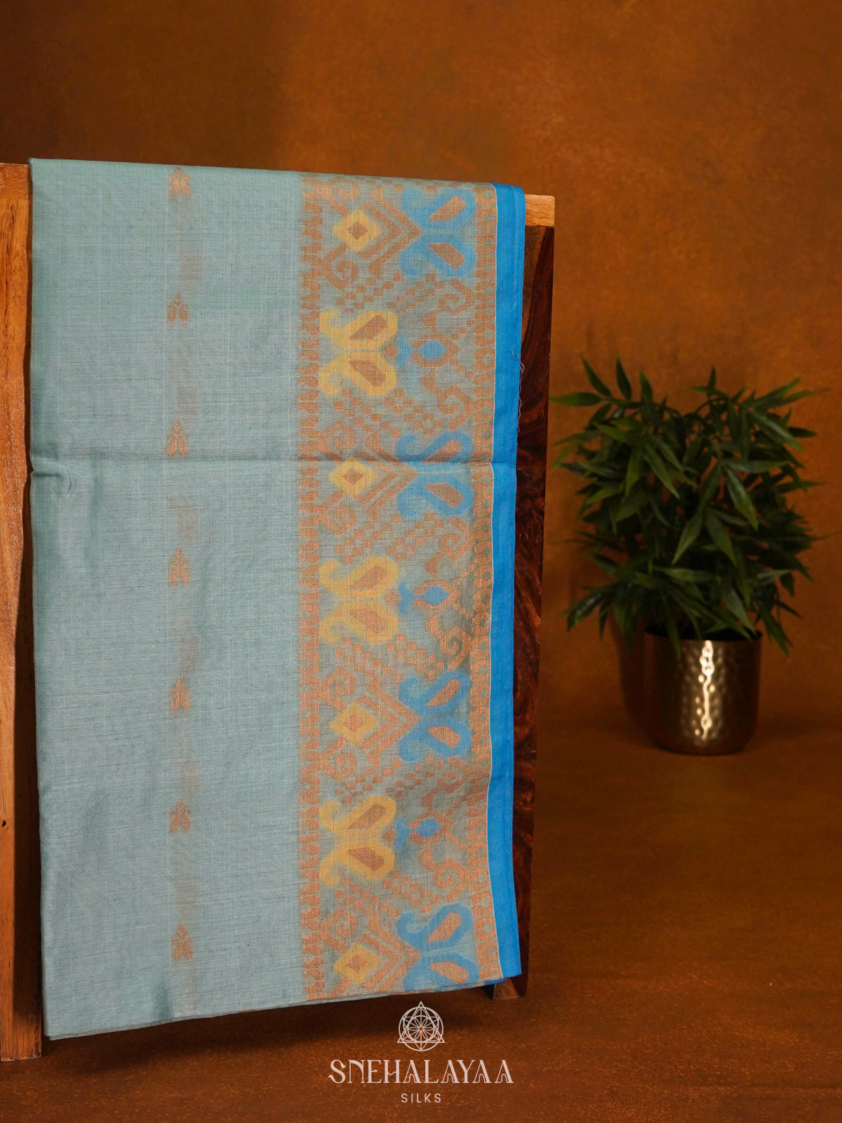 Pale Blue Linen Saree