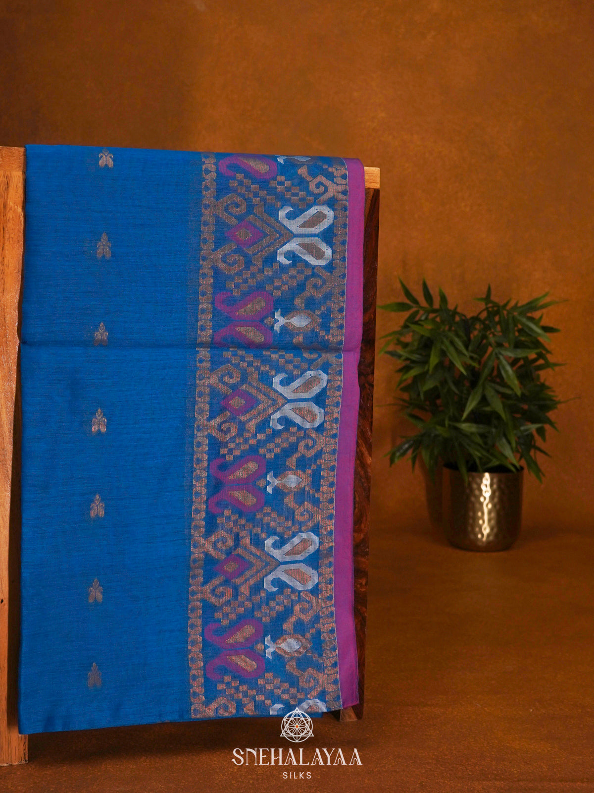 Blue Linen Saree